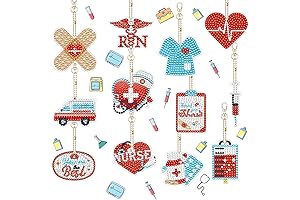 EVECILOO 12 PCS Nurse Week DIY Diamond Keychain