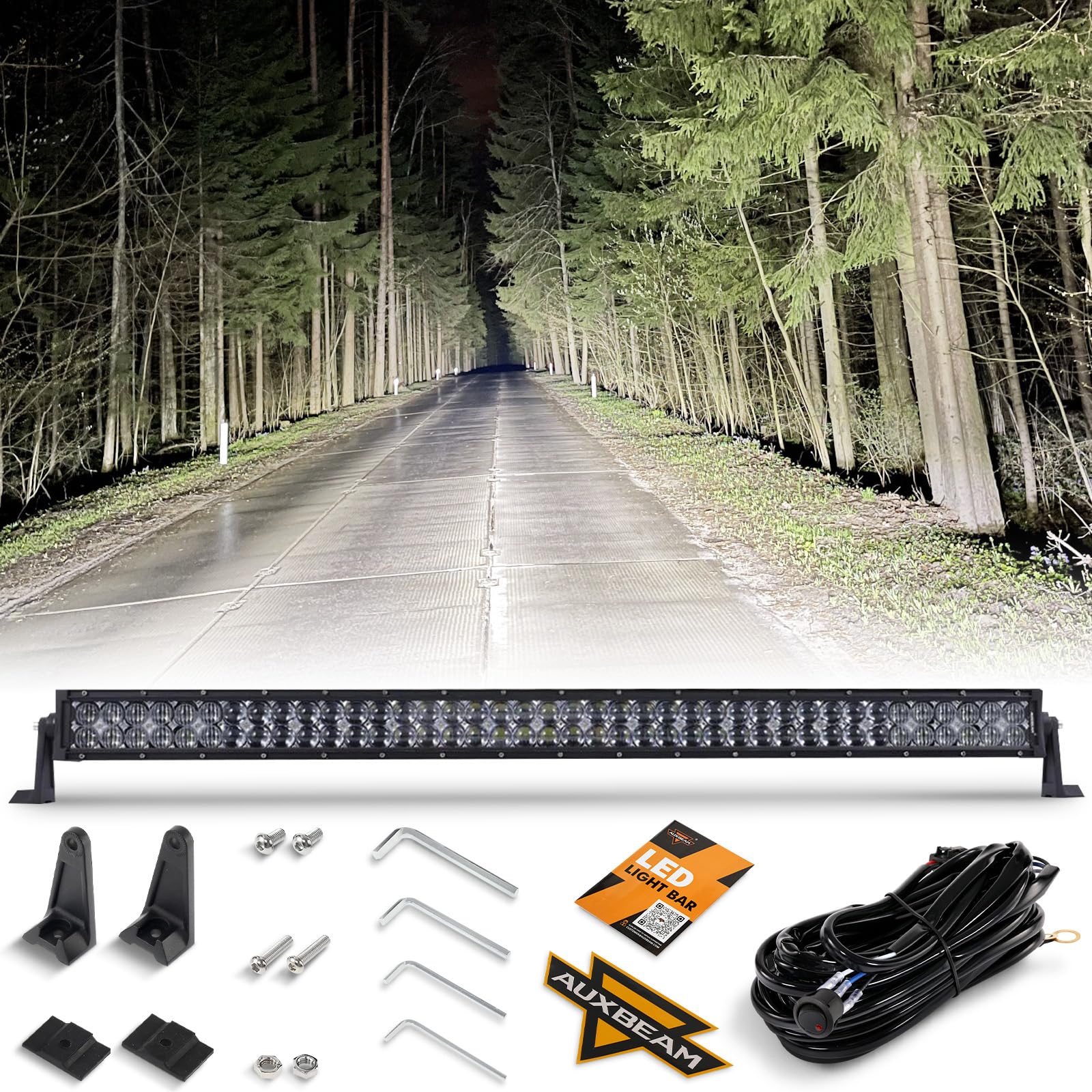 Auxbeam-combo LEDライトバー 42インチstraight Amazon.com: Auxbeam 42 Inch 240W LED Light Bar, 5D Lens Off Road