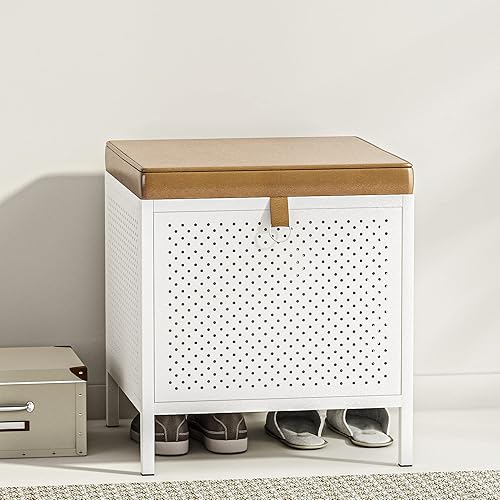 roomfitters Otomana de almacenamiento silla de almacenamiento abatible asiento de reposapiés para sala de estar baúl de almacenamiento de cuero con