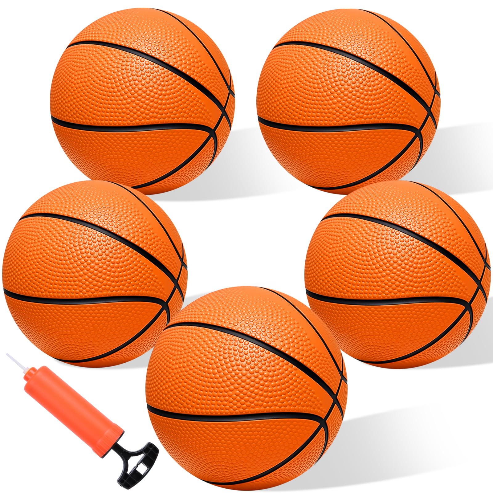 Iyoyo Mini Basketball Set - 5 Pack 6" Small Balls with Pump, Over The Door Mini Hoop Replacements, Toy for Toddlers, Kids, Teenagers, Pool, Indoors, Outdoors