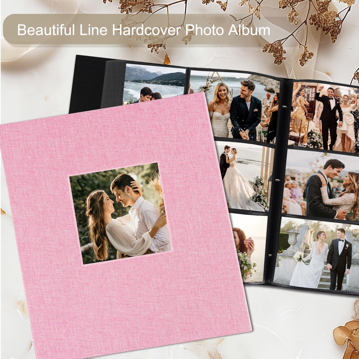 Artmag Fabric Photo Album 4x6 600 Large Capacity for Family Wedding Anniversary Linen Album Holds 600 Horizontal and Vertical Photos (600 Pockets, Pink) - Image 4