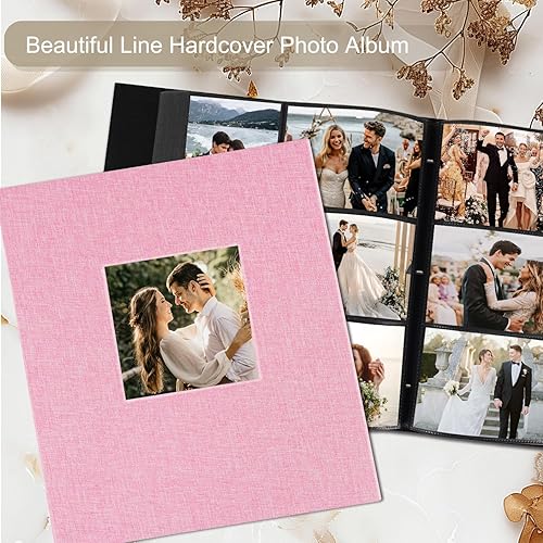 Miniatura 4 de Artmag - Álbum de fotos de tela, 4 x 6, gran capacidad para bodas, aniversario y familia, álbum de lino con capacidad para 1000 fotos horizontales y