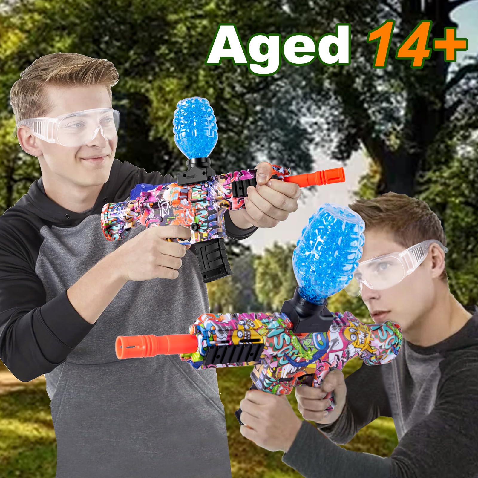 Sendowtek Gel Blaster Pistola con 50000 Colpi, Ricaricabile Pistola Elettrica con Occhiali per Adolescenti Adulti Gel Blaster Giochi di All'aperto - Età 14+