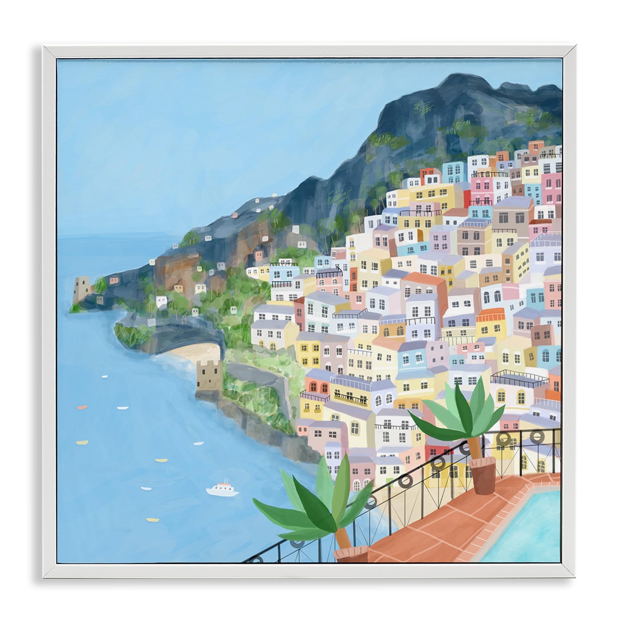 'Positano Cliffside Coastal City Architecture'| Framed Giclee Art
