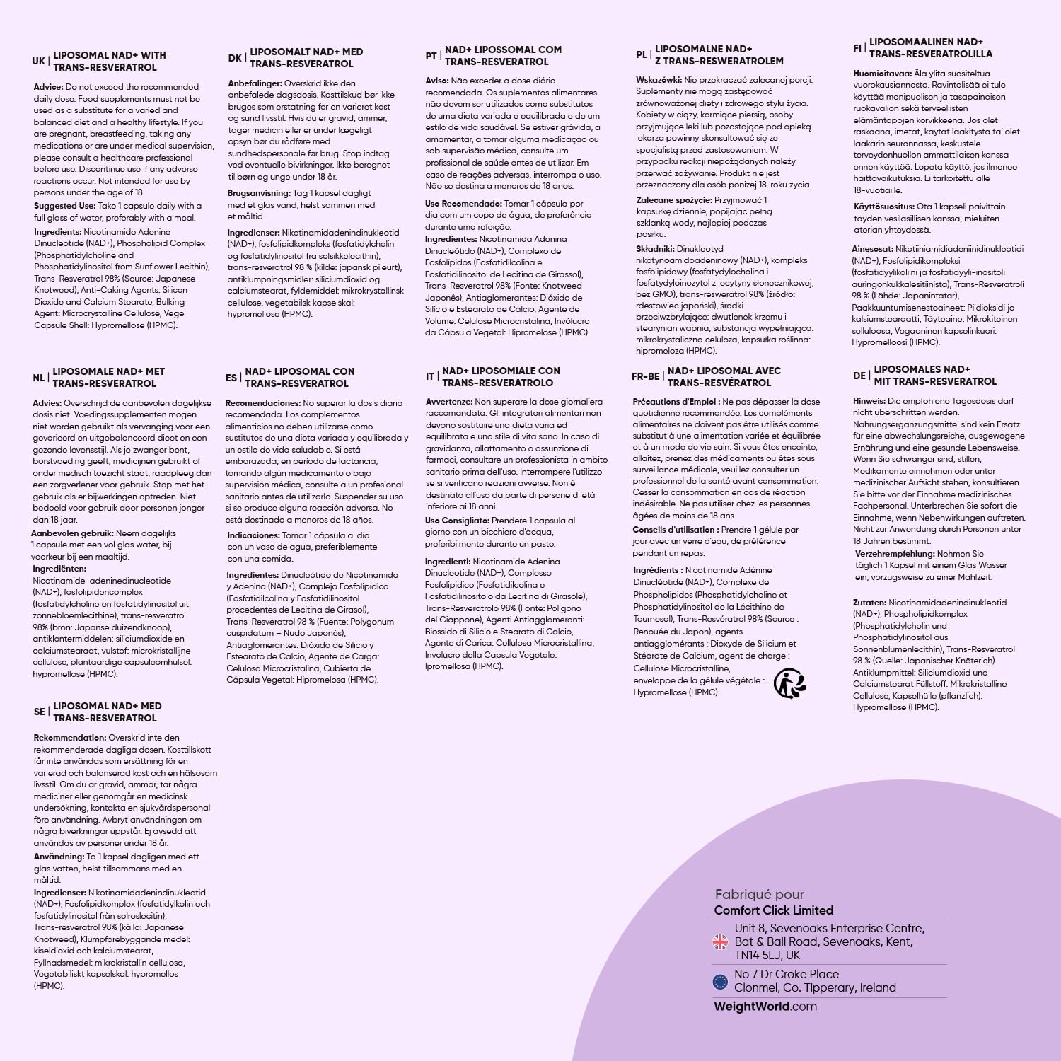 Nad+ Resveratrol Liposomale avec Complexe Phospholipidique, 90 Gélules