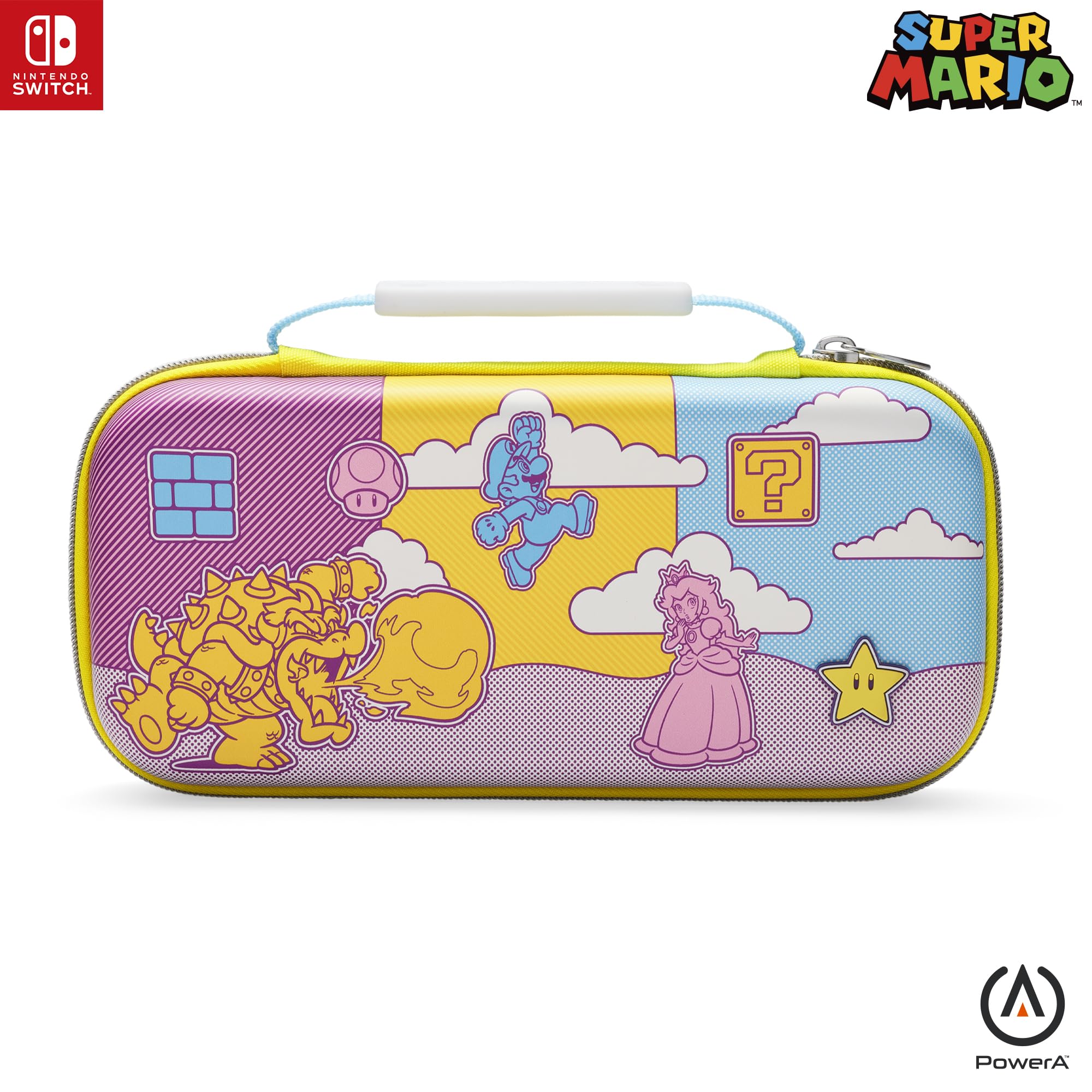 PowerA Protection Case for Nintendo Switch, Switch Lite & OLED Model, Hard Shell Protective Pouch with Carry Handle and 9 Game Cards Storage, Official: Mario Pop, Mario Mushroom Kingdom Pop Art,