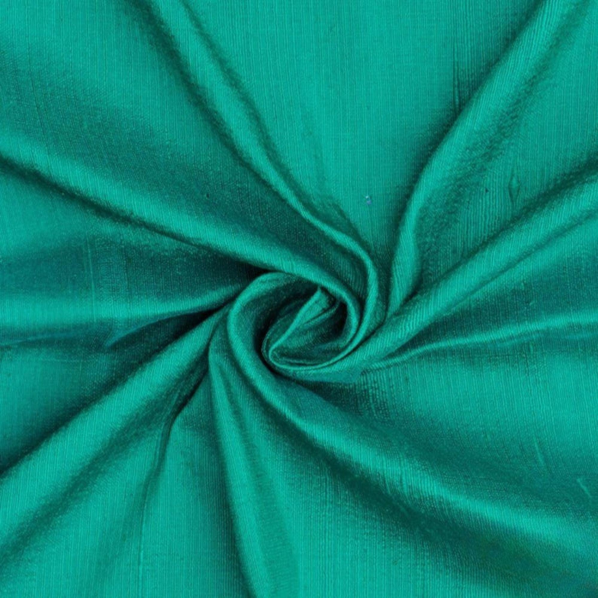 Fabric Mart Direct Emerald Green Silk Dupioni Fabric By The Metre, 1 Metre 104 cm Width Slubbed Dupioni Silk Solid Color Green Wholesale Combination Upholstery Fabric for Curtains Bridal Dress Drapes โ image 1