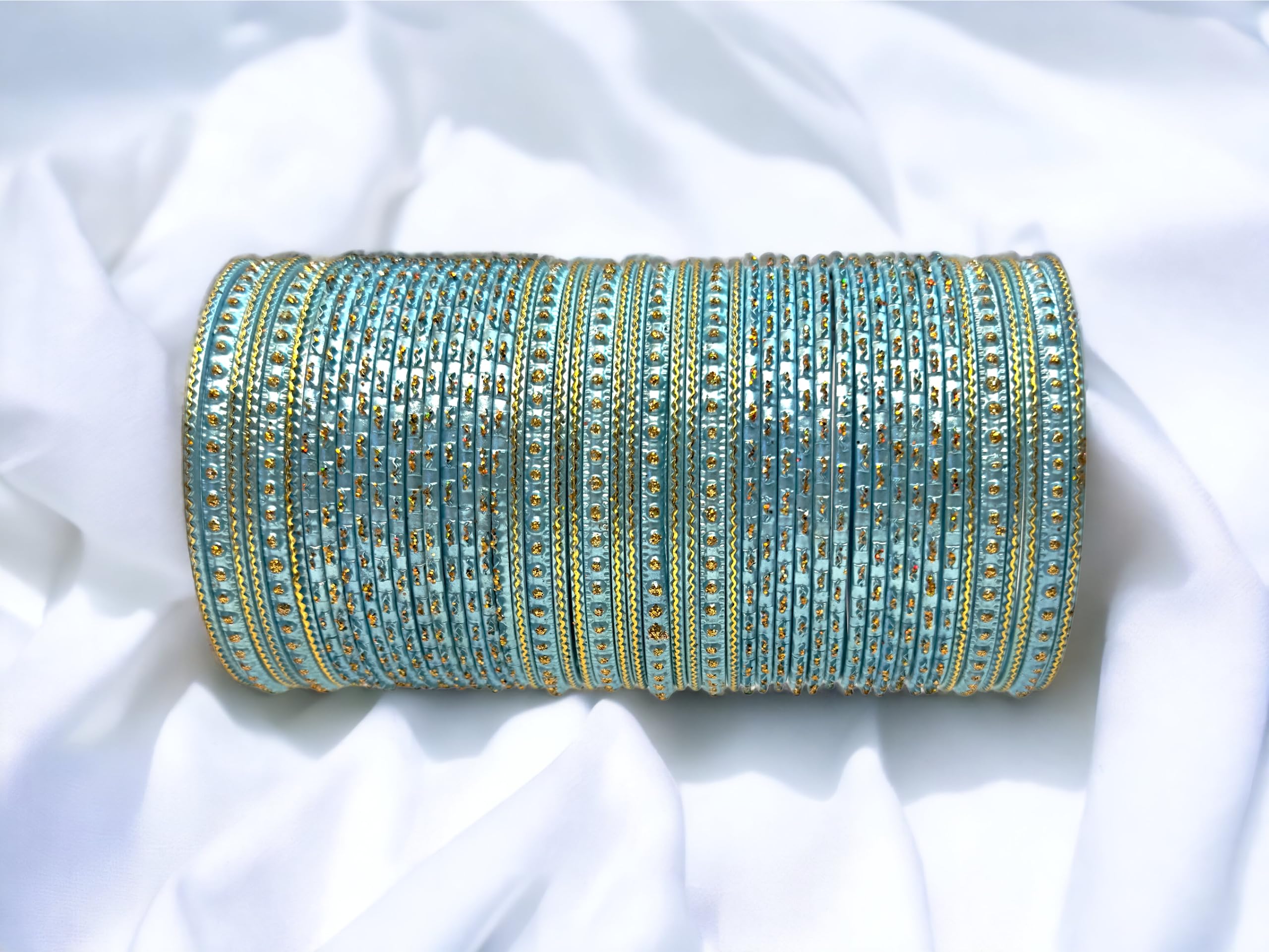 Shine Finish Metal Bangles - Sky Blue - 2.6