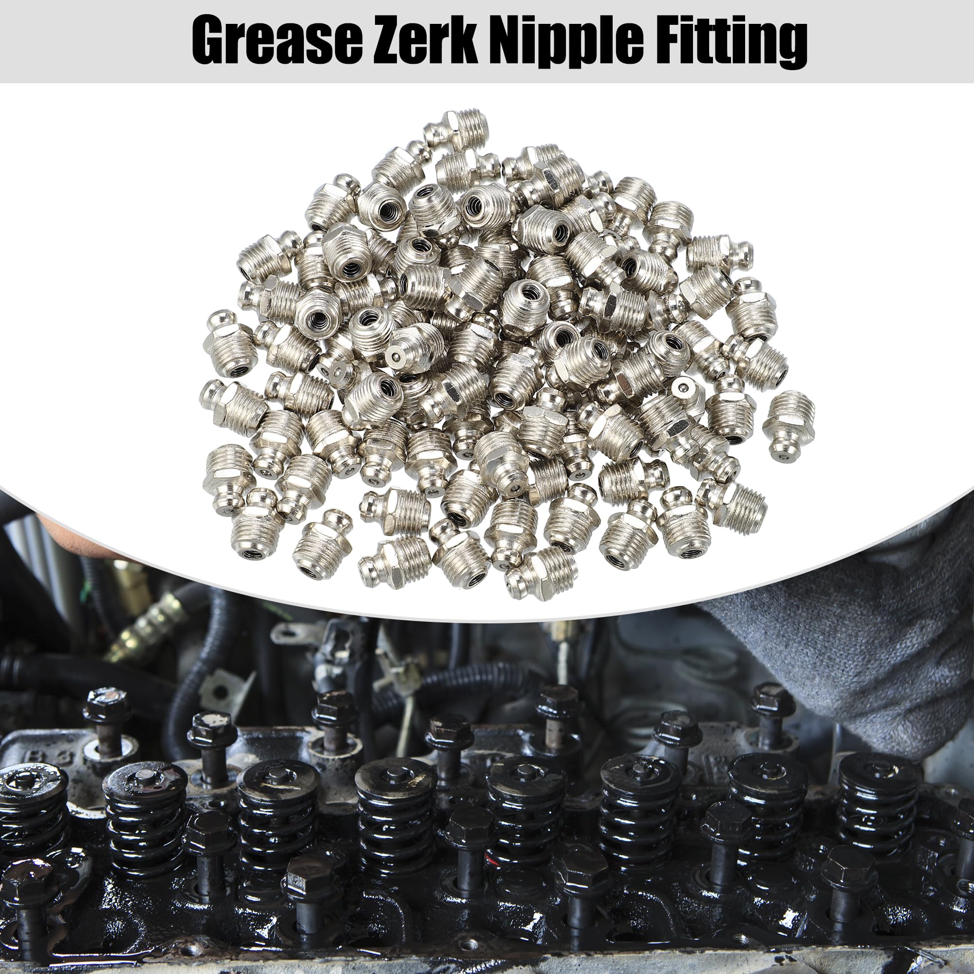 QUARKZMAN 100pz M10x1 Macchina Grasso Nipplo Montaggio 180 Gradi Nickel Placcato Acciaio