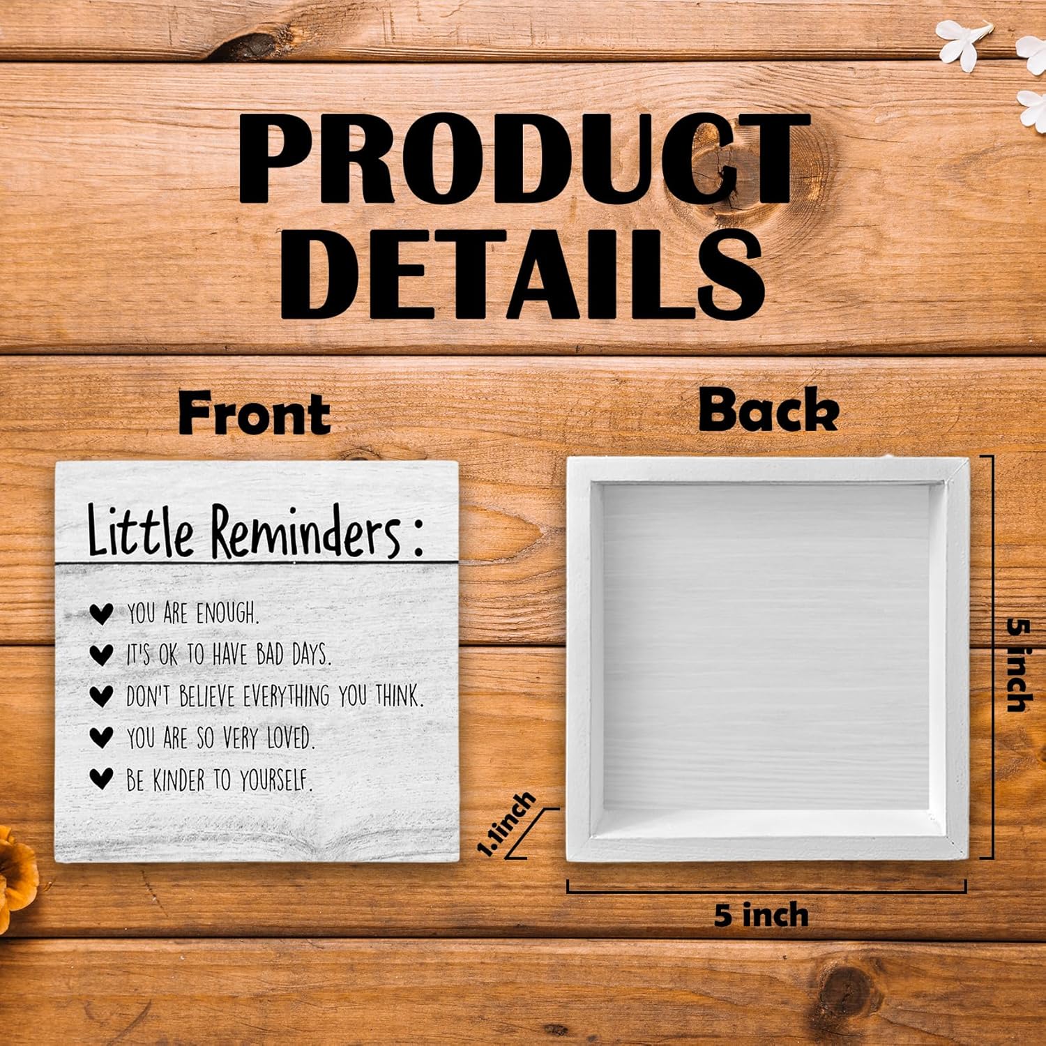 Inspirational You Are Enough Wood Box Sign Desk Decor, Mental Health Wood Box Sign Desk Decor Motivational Wooden Block Decorations for Home Office Dorm Room Wall Tabletop Shelf - Image 7