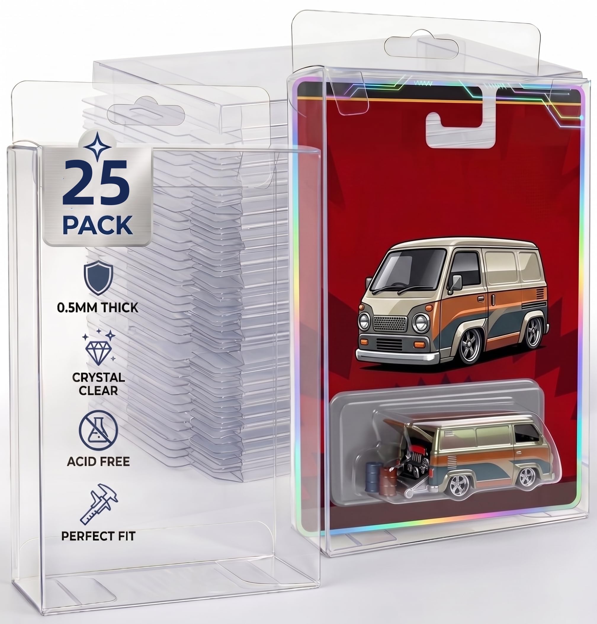 Photo 1 of YZtree 50 Pack Toy Car Protective Cases: 0.5MM Extra Thick Clear PET Plastic for Hot W-Heels 1:64 Scale Premium Carded Cars Series– Compatible with Premium Card Diecast Cars
