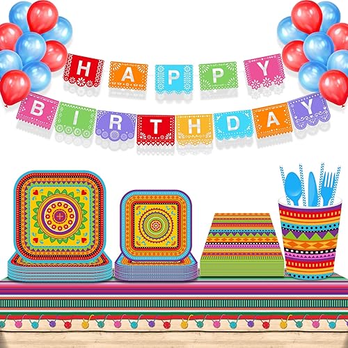 Miniatura 4 de Paquete de 4 manteles de fiesta con temática mexicana, manteles desechables de plástico del Cinco de Mayo para fiesta, fiesta nocturna de tacos y