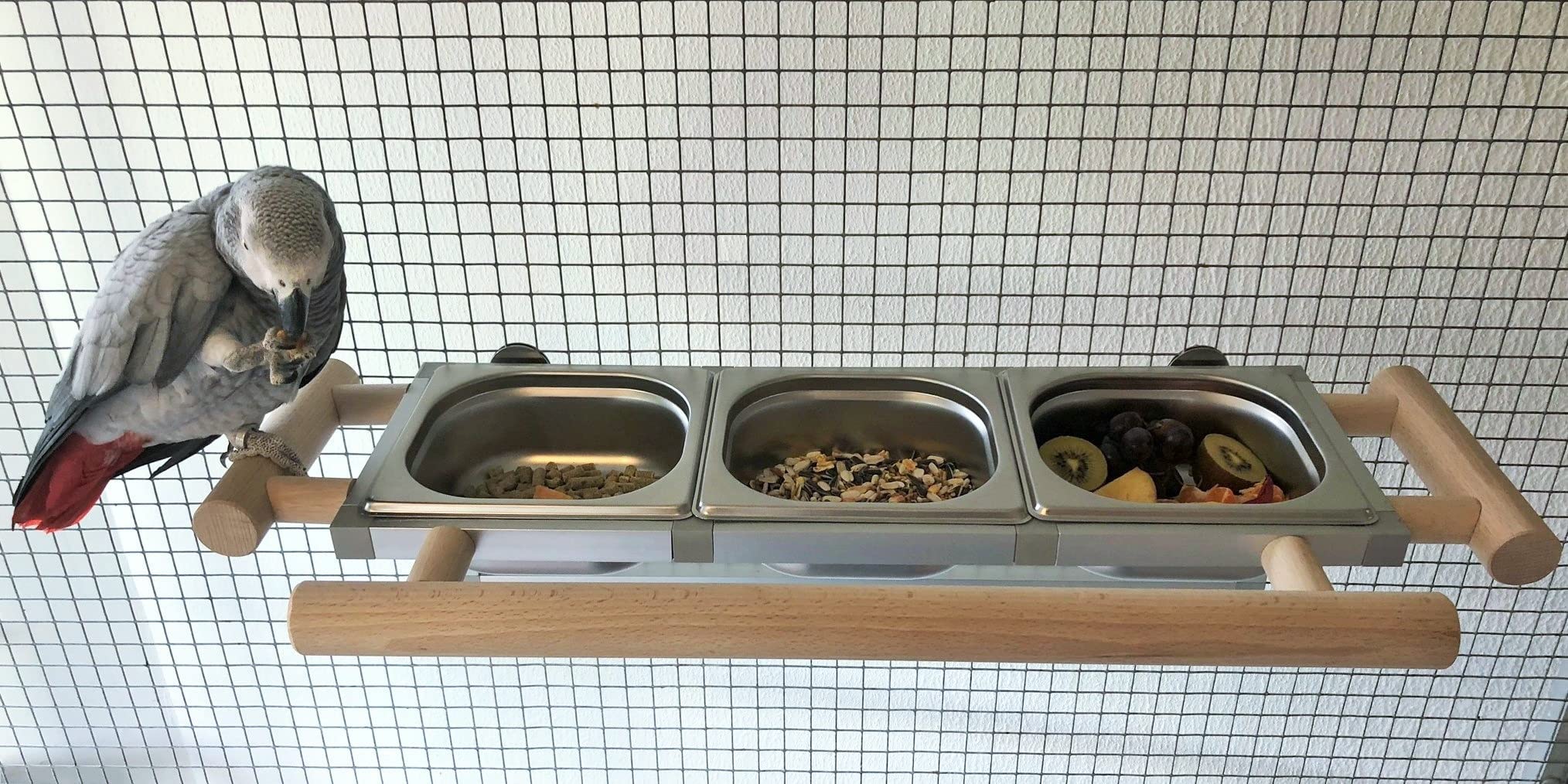 Papageien Freisitz Vögel Futternapf Futterbar, Futterschale Edelstahl *ZINKFREI*
