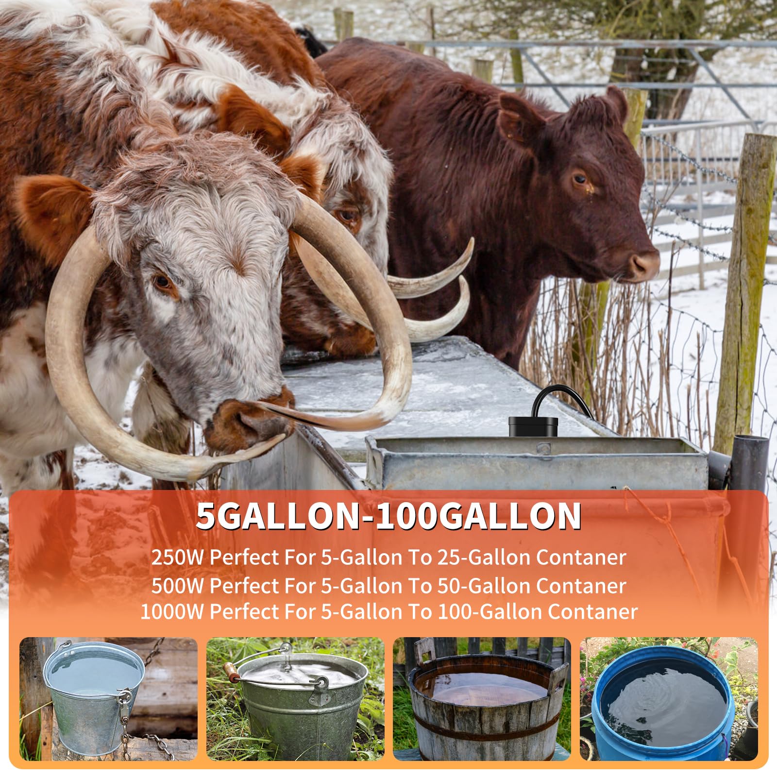 500 W Allzweck-Enteiser, tauchbarer Aluminiumguss-Huhn-Warmwasserbereiter für Nutztier-Tankheizung, Vogeltränke im Winter