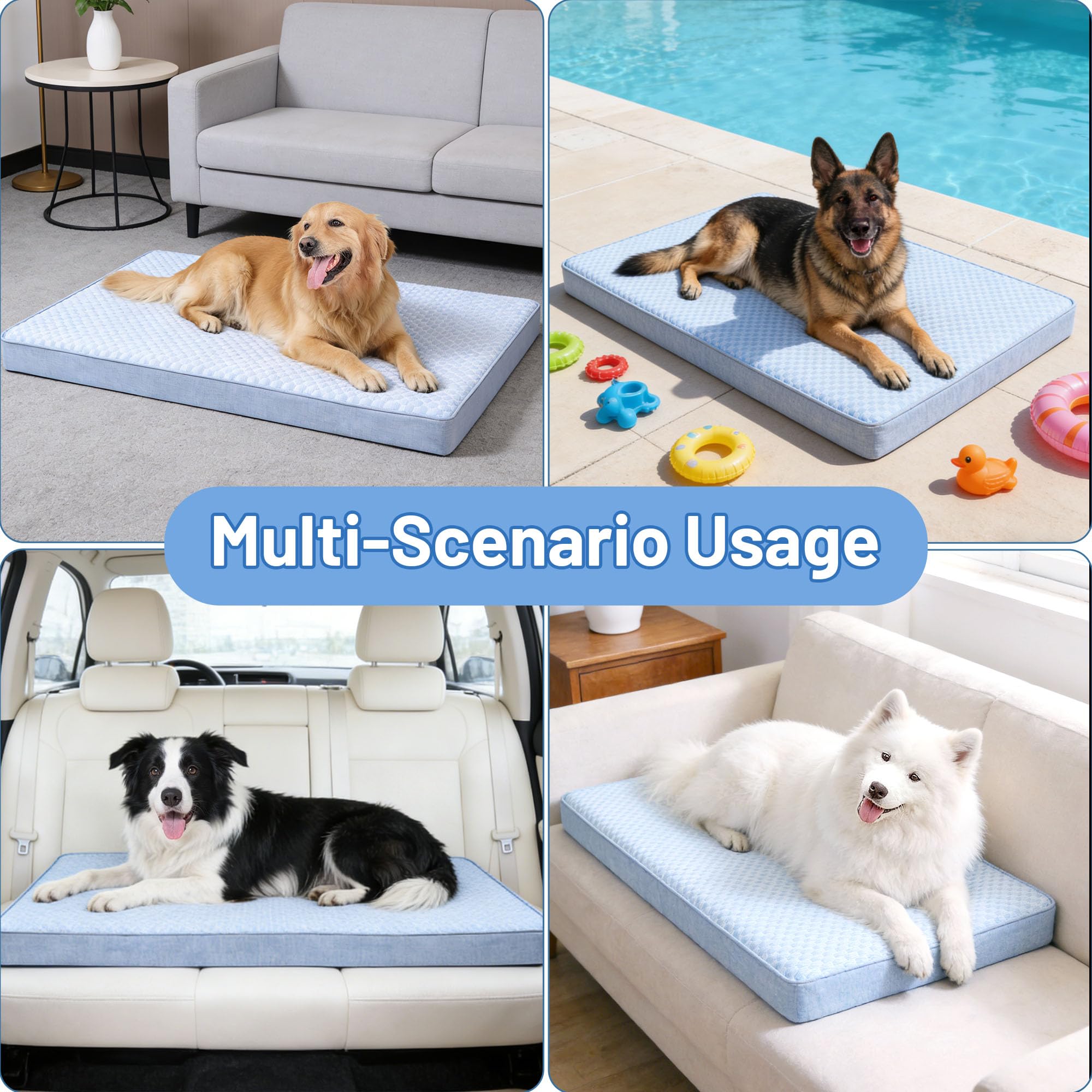 Cama ortopédica de espuma viscoelástica para perro, camas refrescantes para perros, camas lavables para mascotas con cubierta de piel sintética, forro impermeable, (XL: 41 x 29 x 4