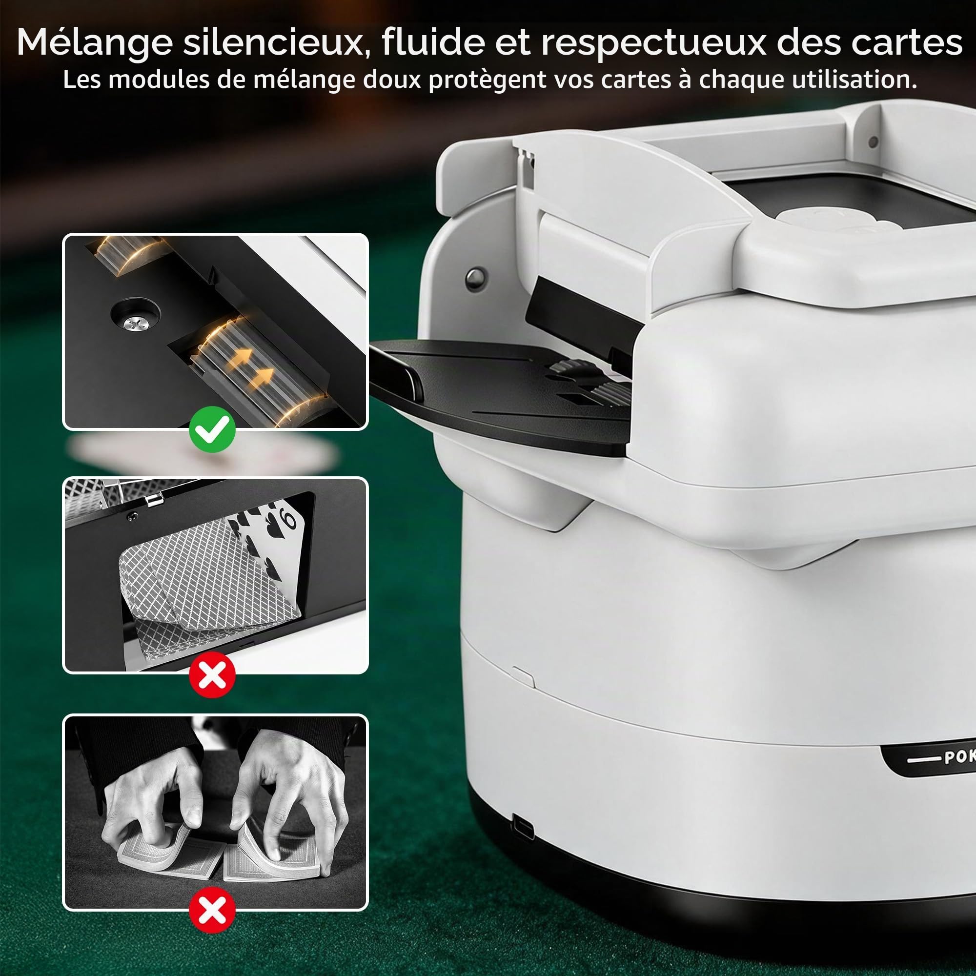 TOMTAB Mélangeur de Cartes Automatique Rechargeable, 1 à 4 Jeux