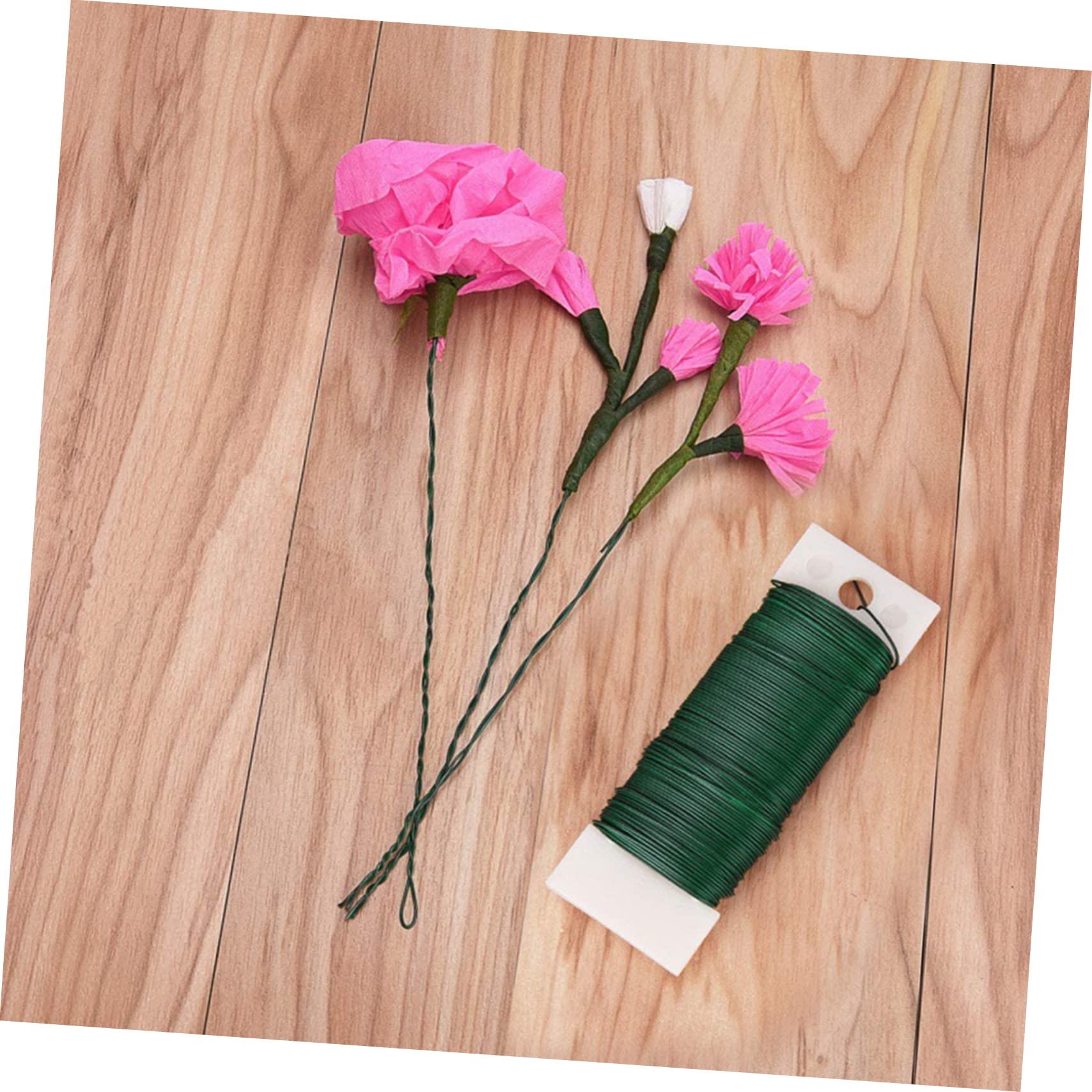 Veemoon 4 Rolls Green Floral Wire Flexible Paddle Wire for Wreaths Crafts and Plant Support Each for Securing Vines Shrubs and Craft Projects