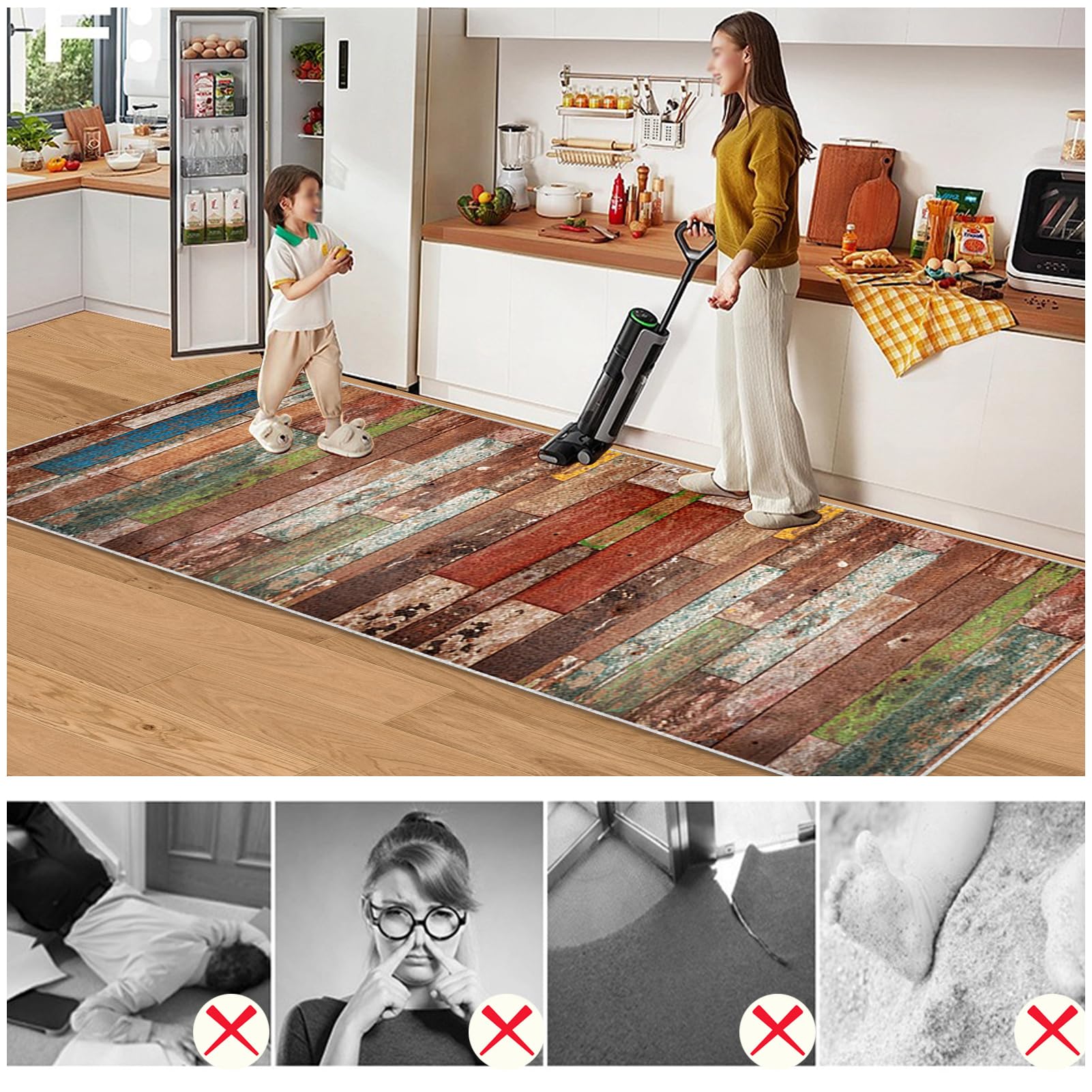 Dywan Długi Korytarz 110 x 240 cm Dywan Chodnik Kuchenny Antypoślizgowy Dywan Chodnik Chodnik Antypoślizgowy Dywan Kuchenny Zmywalne Dywaniki Do Wejścia, Korytarza, Sypialni