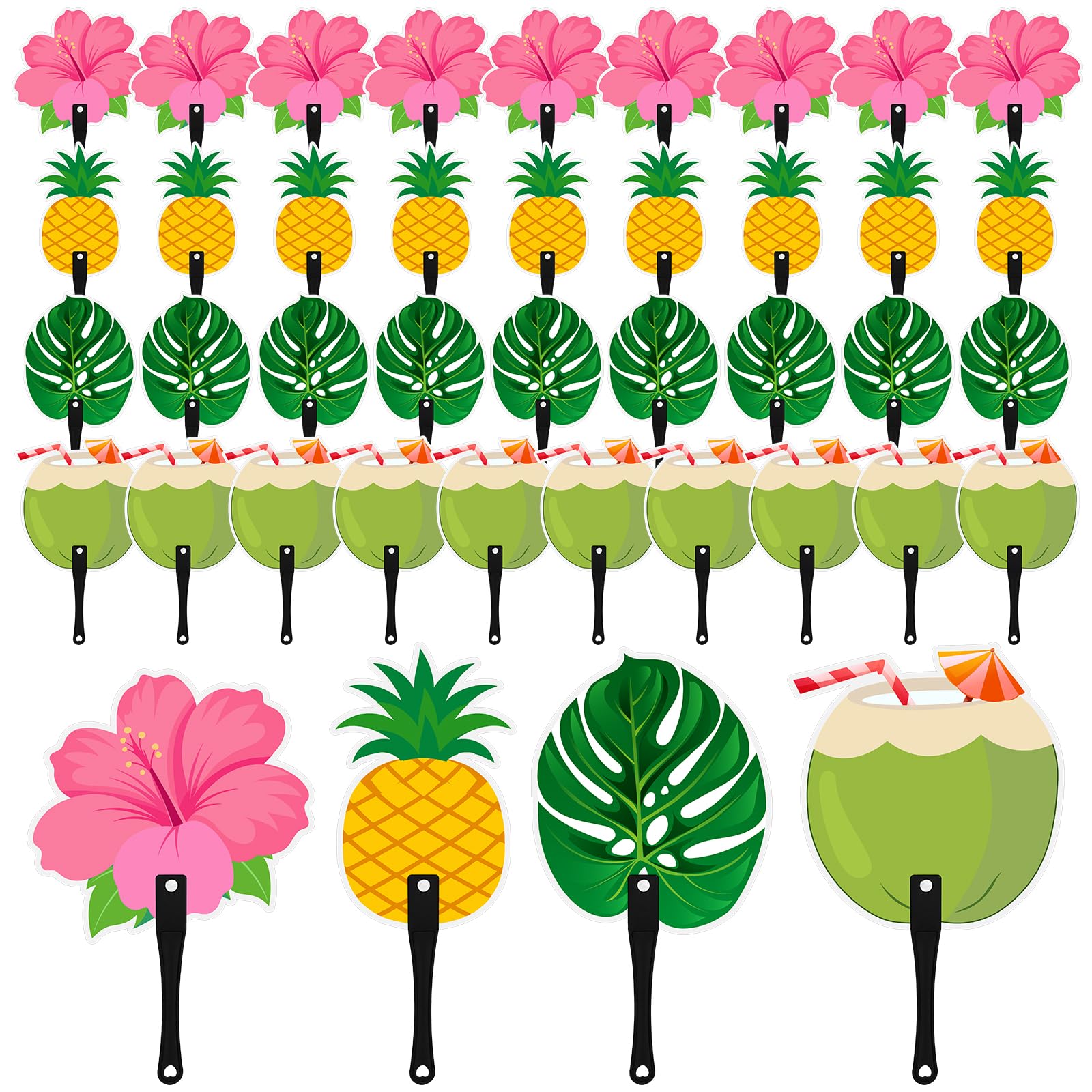 Éventails d'été à main en plastique pour mariage exotique et Luau