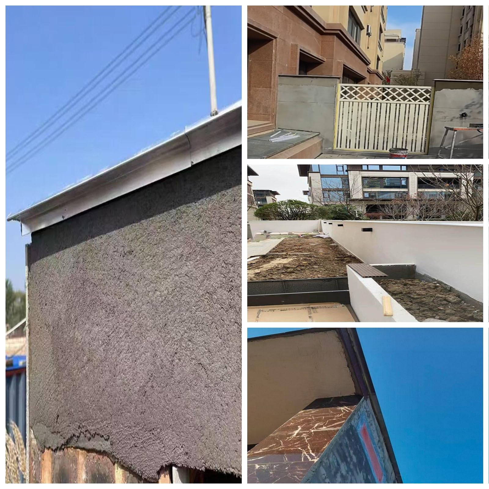 vierteaguas muro exterior 50 180 CM de longitud Tira deflectora de línea de goteo para aleros, moldura desviadora de lluvia cortable de 80 mm de ancho(10 PCS,L 70 CM)