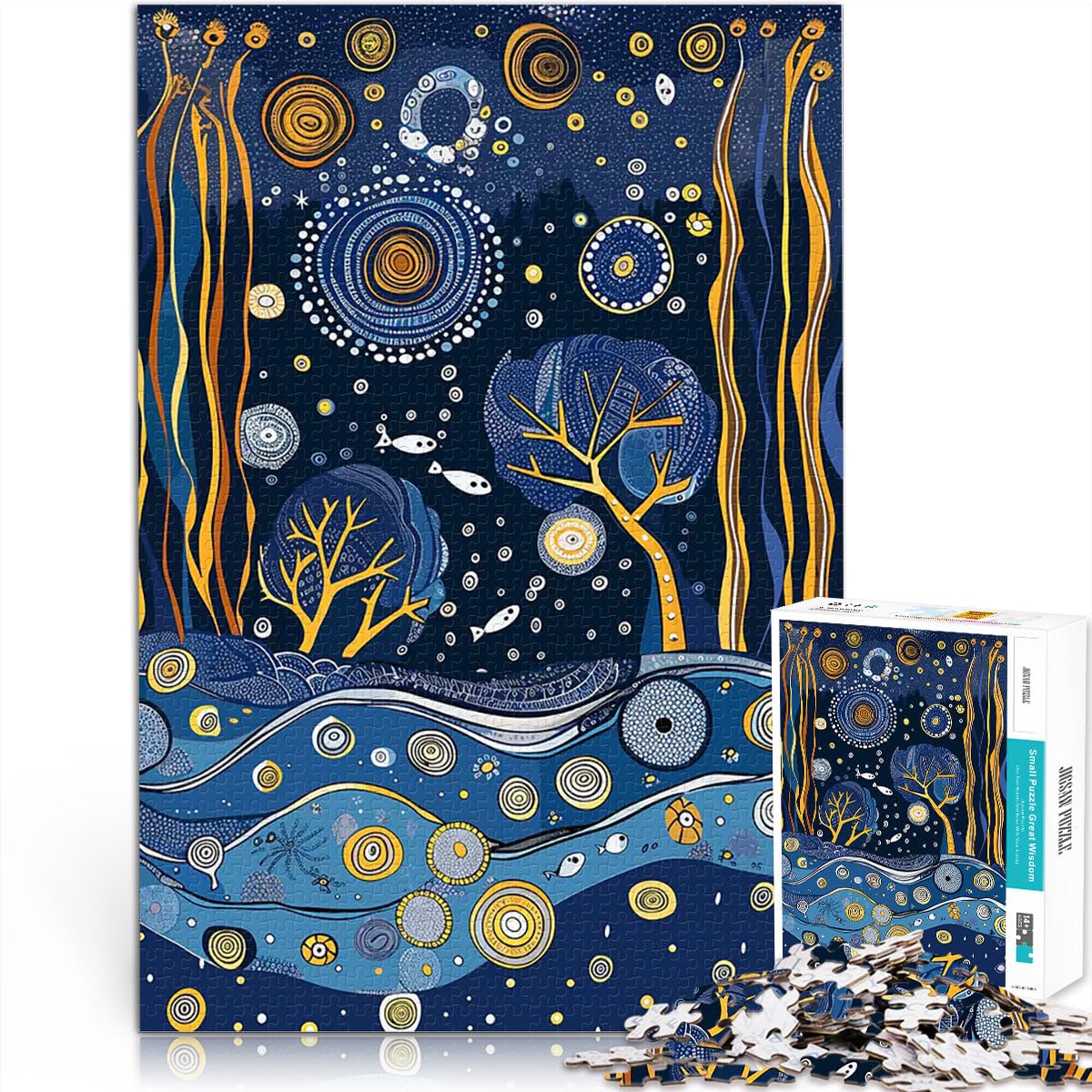 Puzzles de 2000 Piezas para Adolescentes Océano al Estilo de Gustav Klimt Regalos de Juegos desafiantes Apto para Parejas 70x100cm