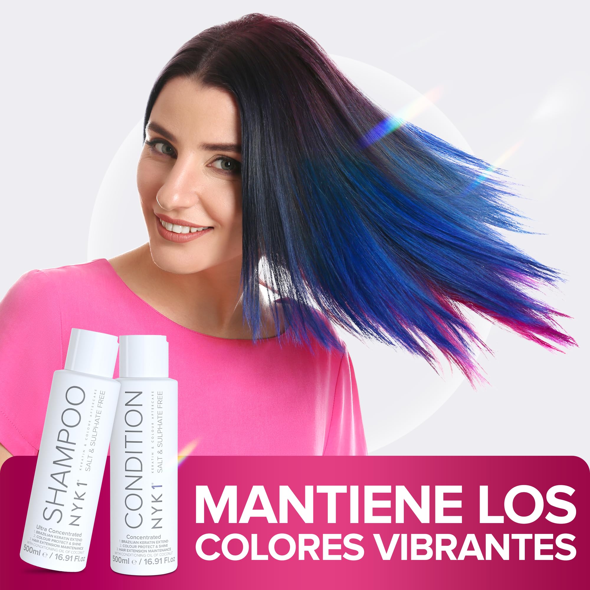 NYK1 Champu Sin Sulfatos Y Acondicionador (500ml x2) Champu Sin Sulfatos Ni Parabenos Y Cuidado Posterior Para Extensiones Y Color - Limpieza Suave Shampoo Sin Sulfato Y Acondicionador Ni Siliconas