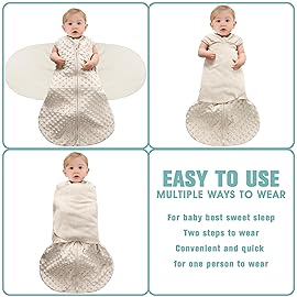 BSTOPPT Newborn Sleep Sack Baby Swaddle,0-12 Months,3-Way Adjustable Wearable Blanket,Swaddling Sleeping Bag (Beige & Grass green, 3-6 Months)