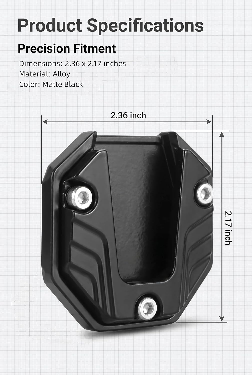 Motorcycle Kickstand Pad, Side Stand Extension Plate, Black