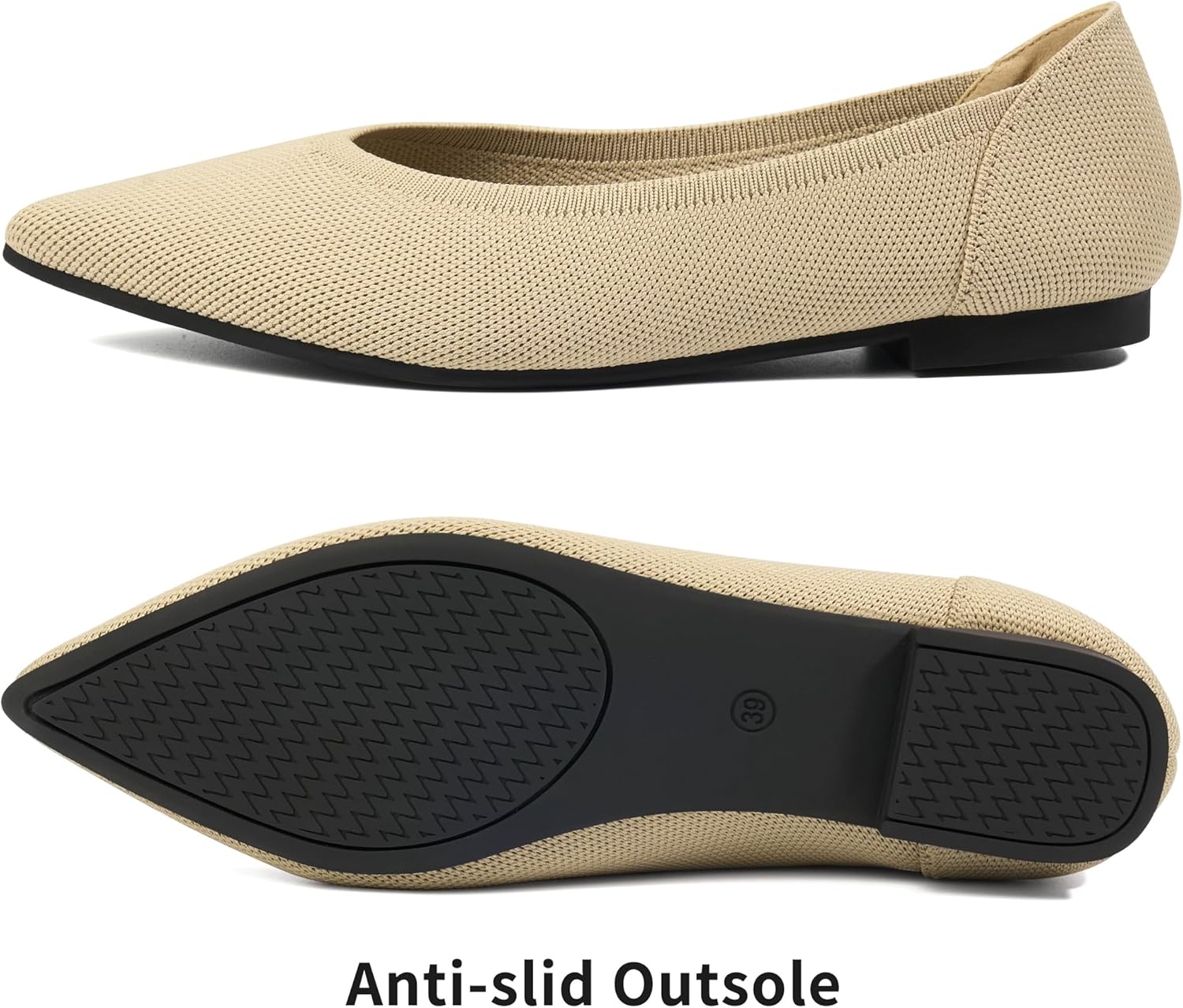 HARENCE Women's Flats Ballet Shoes: Comfortable Pointed Toe Soft Knit Flat Casual Slip On Work Dress Shoes for Walking Wedding Dating - Image 6