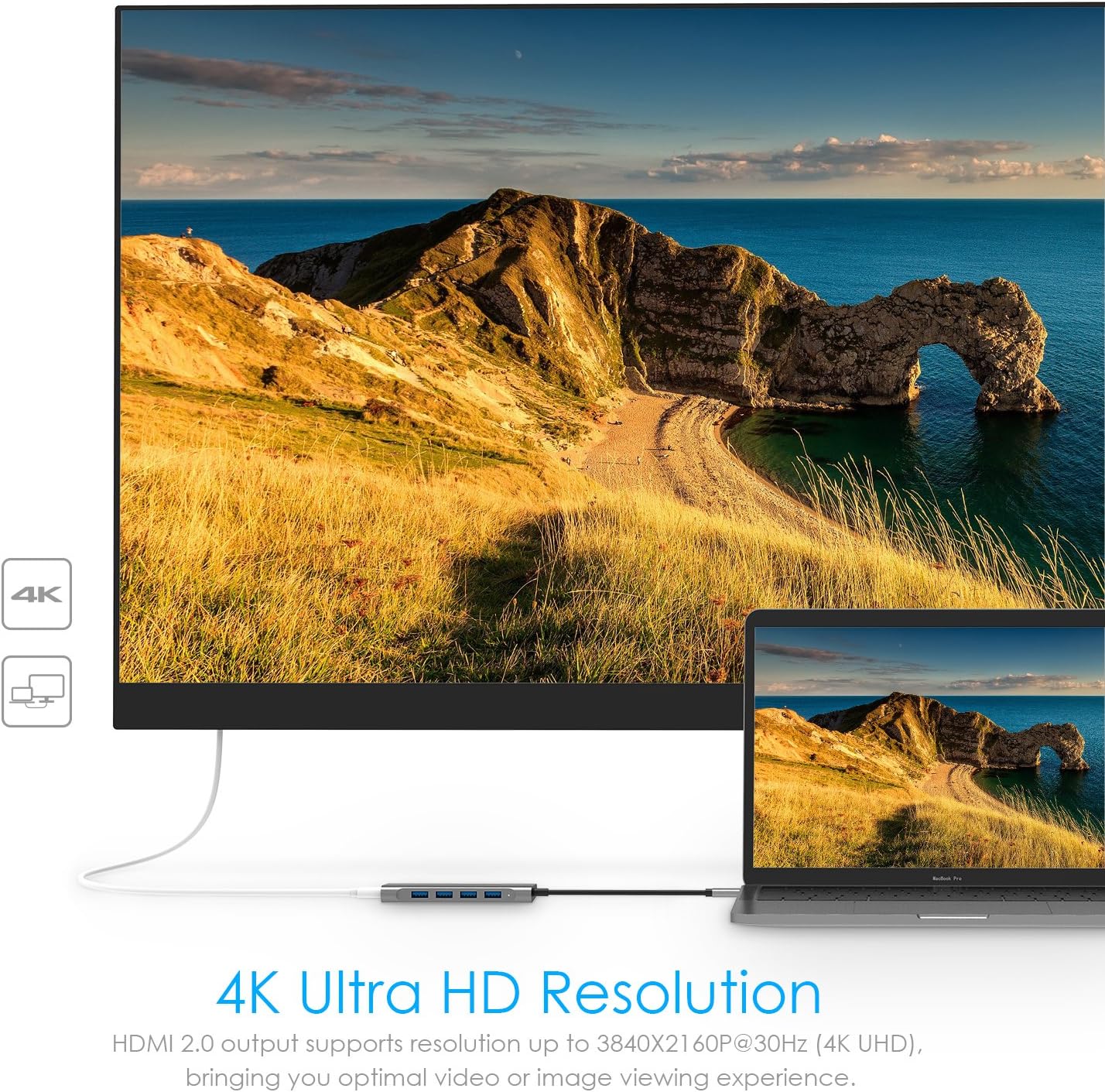 Suреr Brаndѕ LENTION USB-C Multi-Port Hub with 4K HDMI Output, 4 USB 3.0, Type C Charging Compatible 2021-2016 MacBook Pro, New Mac Air & Surface, Chromebook, More, Stable Driver Adapter (CB-C35, Space Gray)