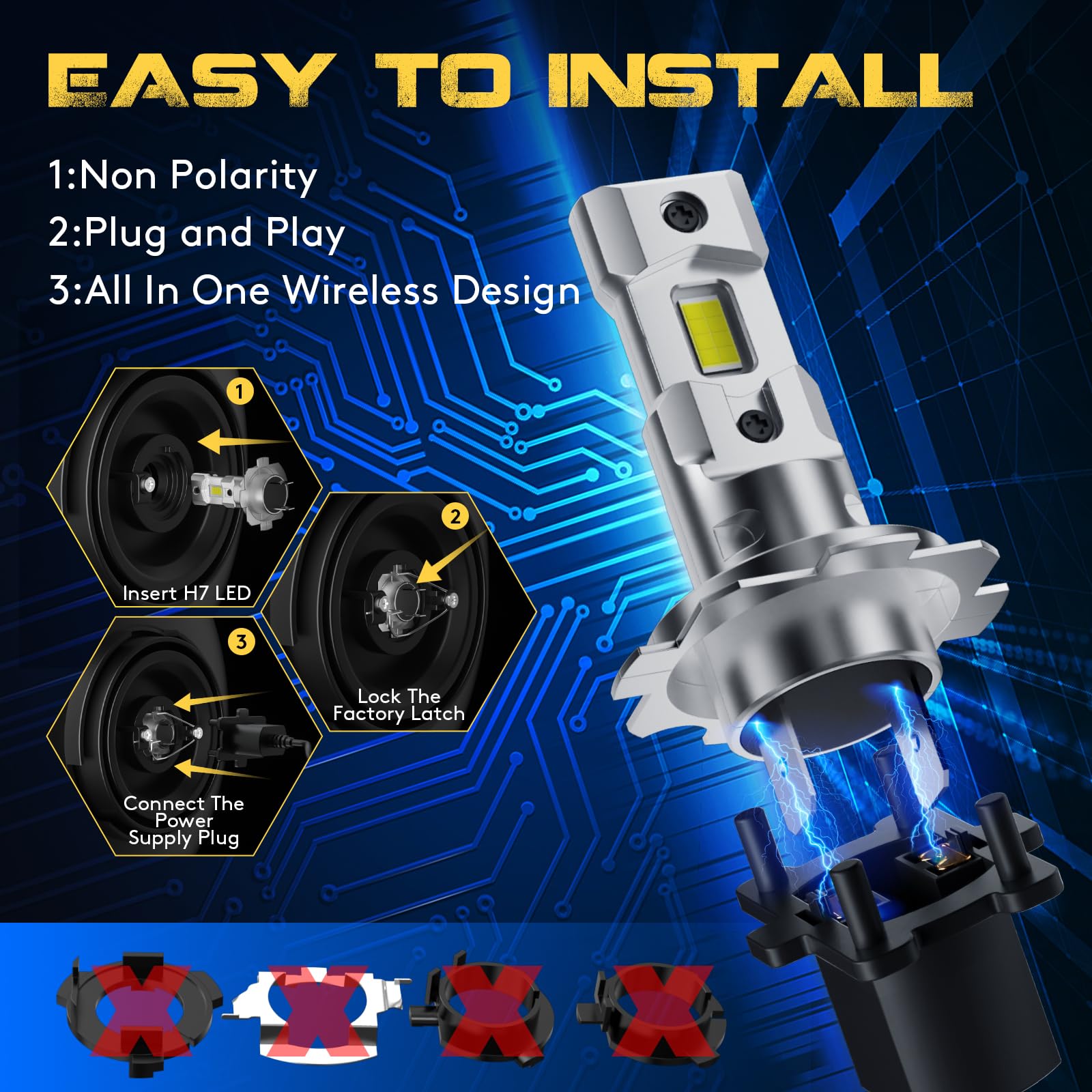CAR WORK BOX H7 LED Lampadine Auto: 26000LM LED Fari Lampade 110 W Abbaglianti e Anabbaglianti per Auto 12V, 1:1 Design Plug-n-Play, 6500K