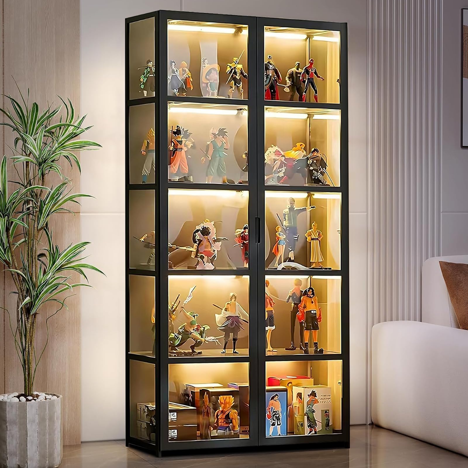 Curio Display Cabinet, Storage Cabinet with Door, Collectibles Toy Organizers Rack & Display Shelf, Display Case for Playroom Bedroom Toddler's Room Kids Bookcase