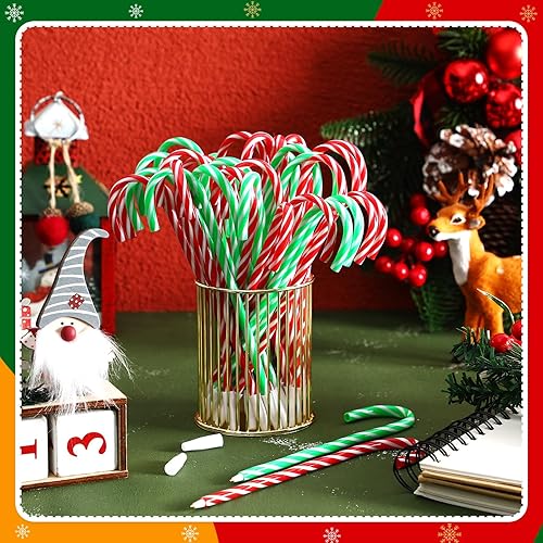 Miniatura 3 de Crtiin 160 bolígrafos de bastón de caramelo de Navidad, regalo a granel, verde y rojo, bastón de caramelo negro, bolígrafos para Navidad, niños,