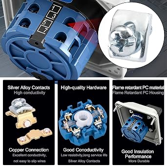 Heschen Universal Rotary Cam Selector Changeover Switch, SZW26-20/D202.2D, 660V 20A, ON-Off-ON, 3 Position 2 Phase 8 Terminals, with Master Switch Exterior Box (Bigger Box)