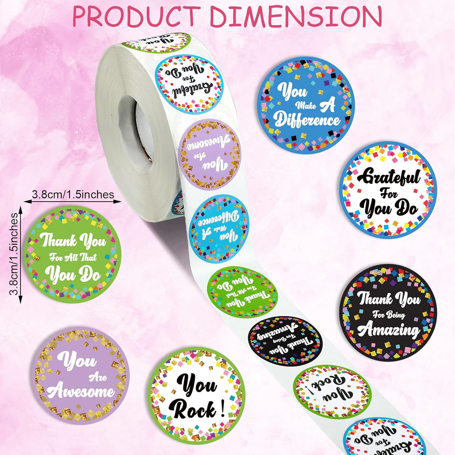 1000 Pcs Kudos Appreciation Stickers Retro You are Awesome Thanks for Being Amazing You Make a Difference Envelope Seals for Graduation Employees Nurses Teacher Appreciation(Confetti Style) - Image 4