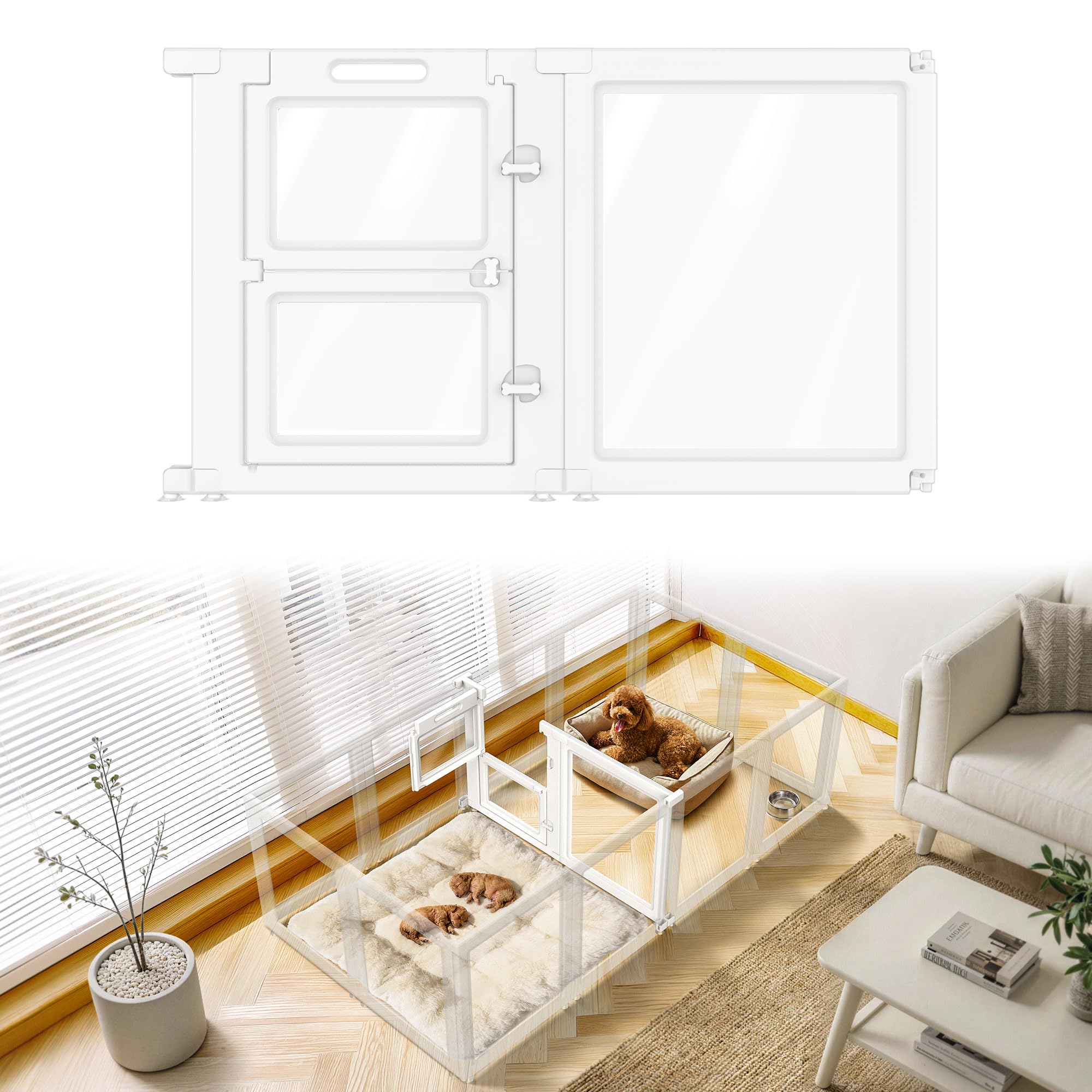 FXW Add-On Whelping Gate &amp; Panel for AuraSpace Acrylic Indoor Dog Playpen