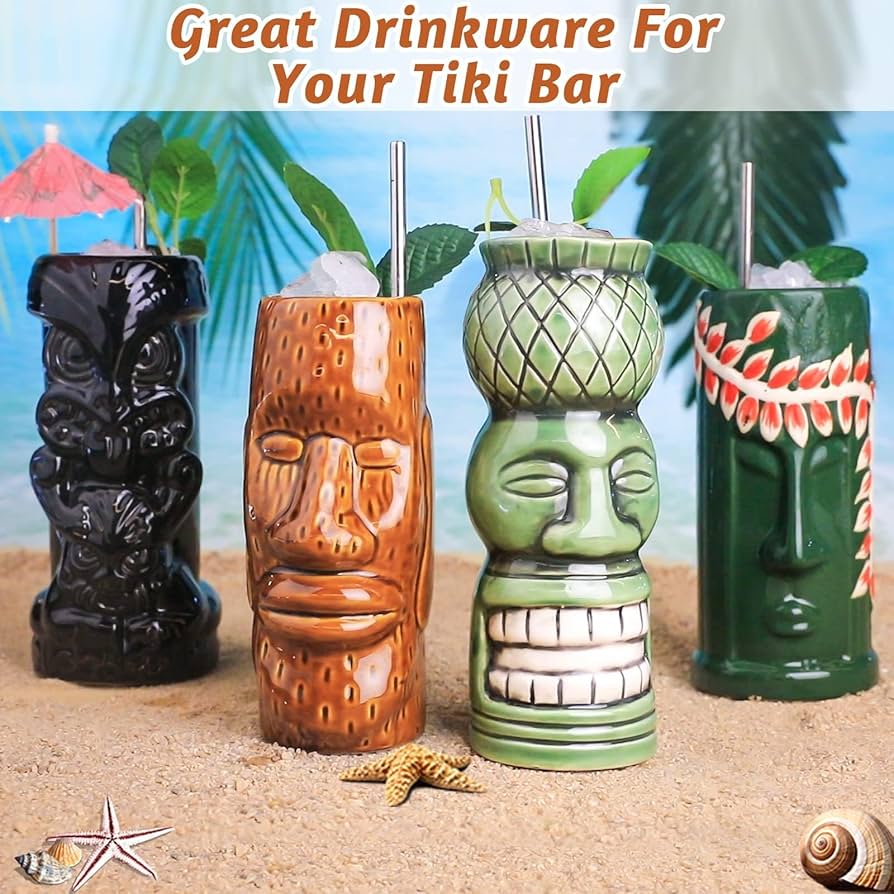 Amazon.co.jp: Tiki Mugs カクテル4個セット セラミックハワイアン