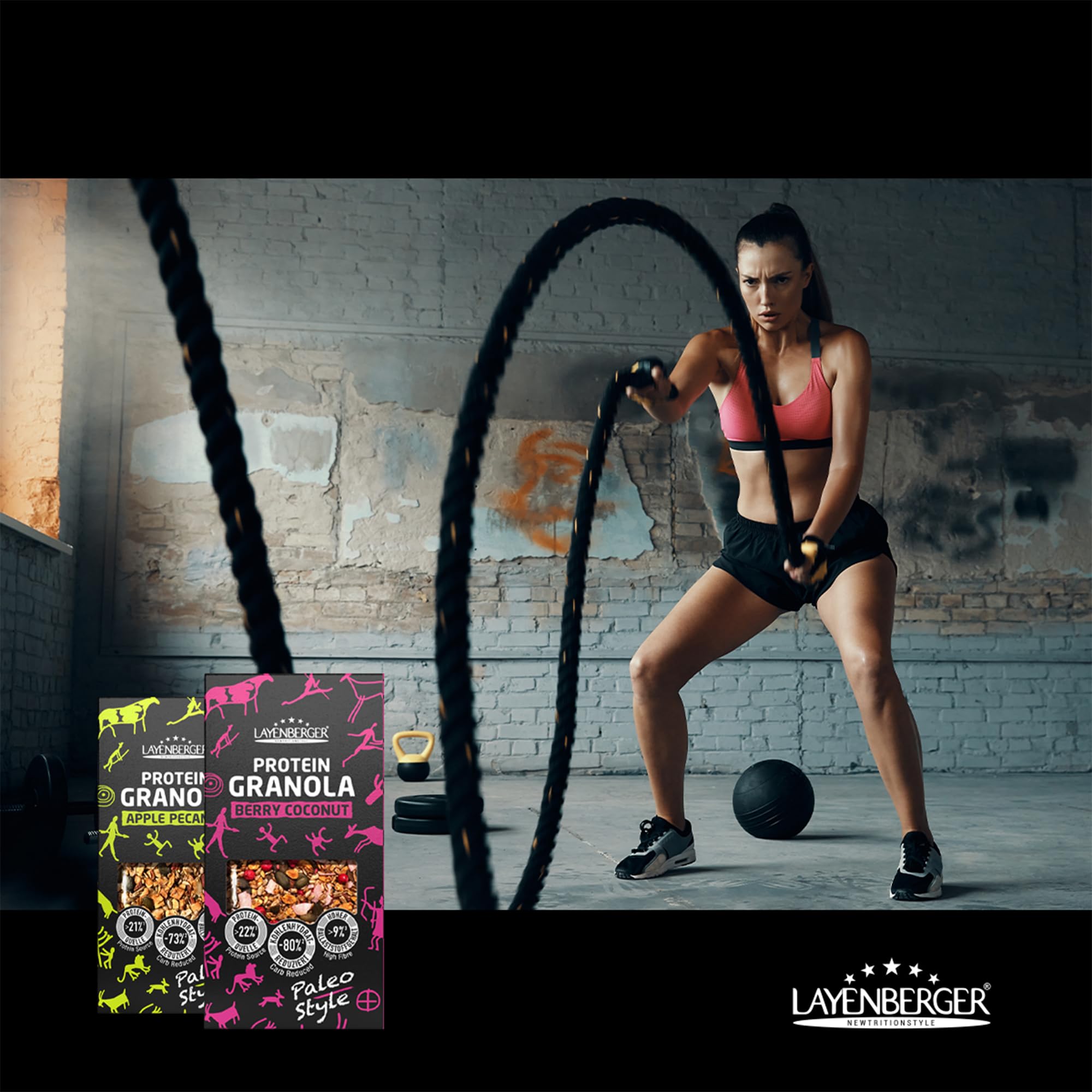 Layenberger Protein Paleo Granola Apfel Pekannuss (6x350 g) | 21 % Eiweiß, 10 % Ballaststoffe, laktosefrei, insgesamt 2100 g