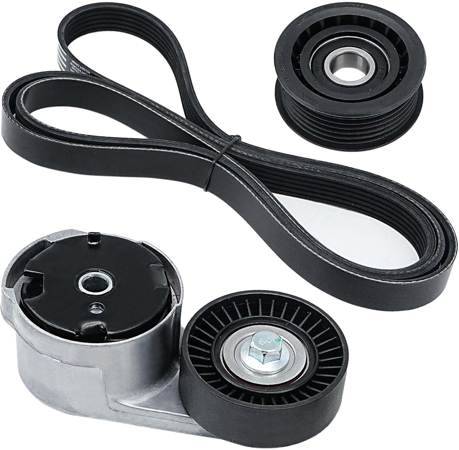 Belt Tensioner and Idler Pulley and Serpentine Belt Kit Compatible with 2012-2014 Chrysler 200, 2011-2016 Town & Country, Dodge Avenger/Grand Caravan/Journey, Ram C/V Replace #90K-39282D