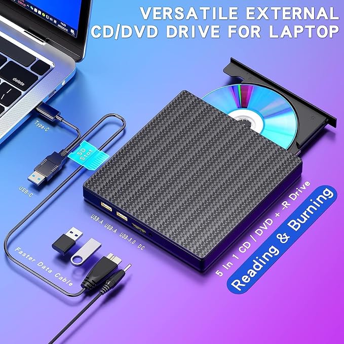 Lectora externa CD DVD +/-RW con USB 3.0 y ranuras SD miniatura 2