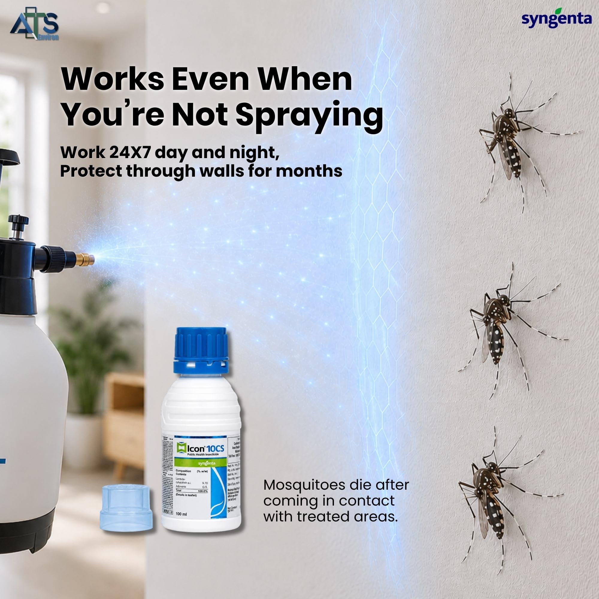 Syngenta Icon 10 CS Mosquito Killer Liquid | Long Lasting Home Spray for Indoor & Outdoor Use 100ml | For Walls, Corners, Balconies & Mosquito Resting Areas 2