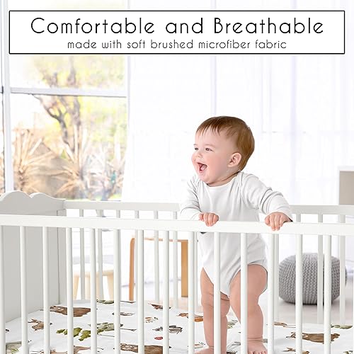 Miniatura 4 de Sweet Jojo Designs Bosque Animales del Bosque Niño Niña Género Neutral Unisex Mini Cuna Sábana Ajustable Bebé Guardería Bebé Recién Nacido Cama Cama