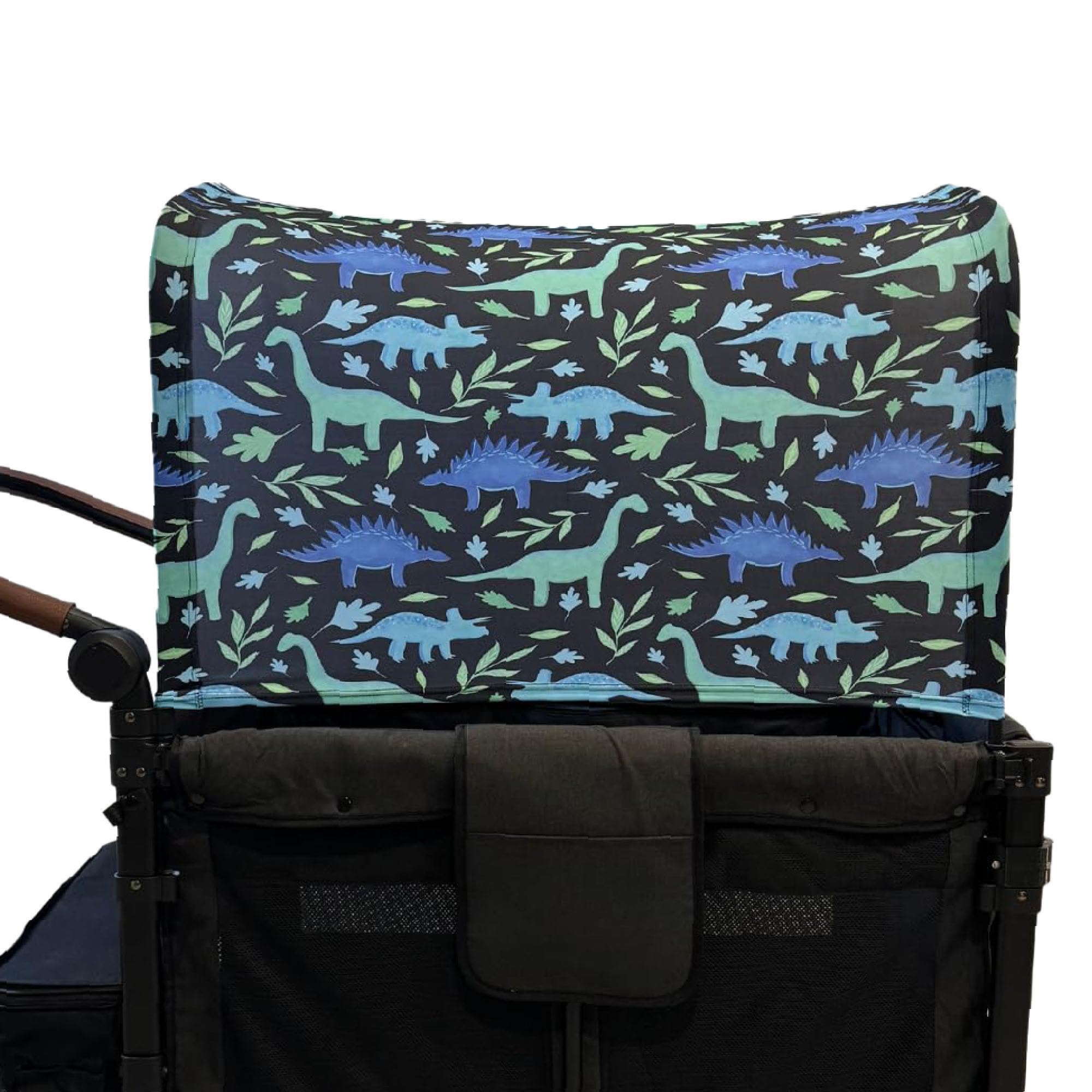 The Blessed Mama Co - Wagon Stroller Canopy Accessories, Adjustable Stroller Cover with Sun Shield, Blue Dinosaur, 4 Seater, 51”x 38”x 0.5