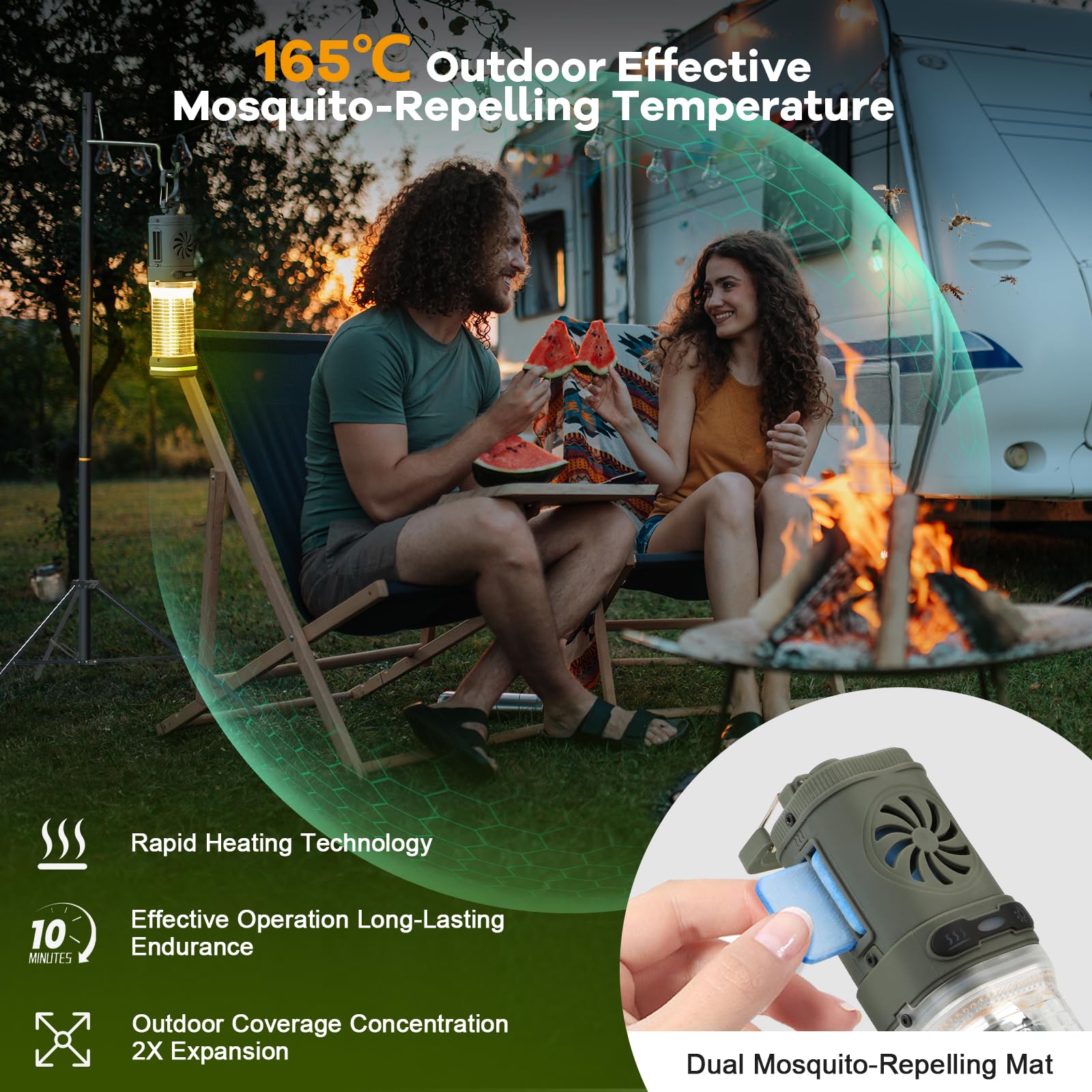 Joellfuner Elektrisches Tragbarer Mückenschutz, Mückenabwehr Camping mit 50-400 lm Campinglampe, Mückenschutzmittel mit 4800mAh Wiederaufladbarer Akku für Outdoor Patio Travel Backpacker (4800mAh)