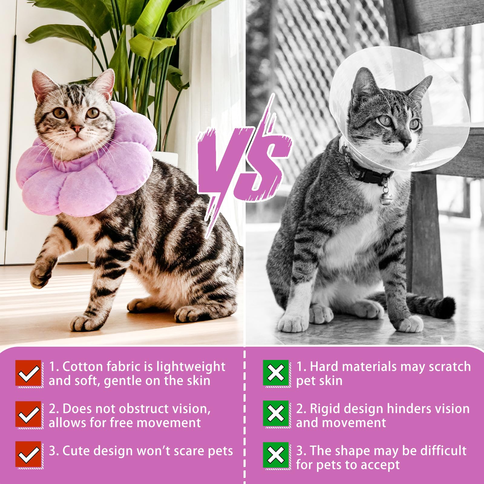 QKURT Colerette Chat Anti Léchage, Doux et Confortable Ajustable Collerettes Chat pour Chatons Anti Lechage Après Chirurgie, Joli Tournesol