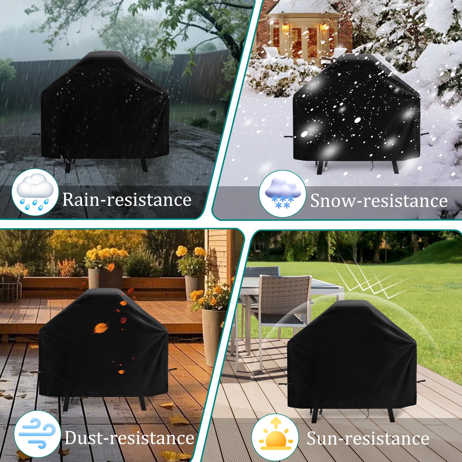 Funda impermeable para barbacoa de 150 x 67 x 102 cm para parrilla de fogata con mesas auxiliares 420D Protect para parrillas OO101/OG701/OG850/OG901 al aire libre