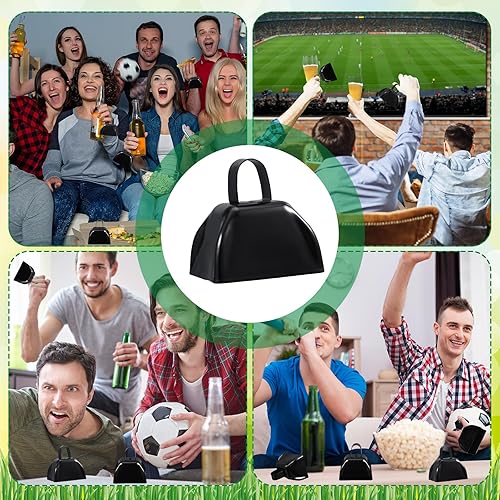 Miniatura 5 de Boao 100 cencerros de metal con asa para eventos deportivos, campanas ruidosas de vacas pequeñas, campanas de llamada para bodas, juegos de fútbol,