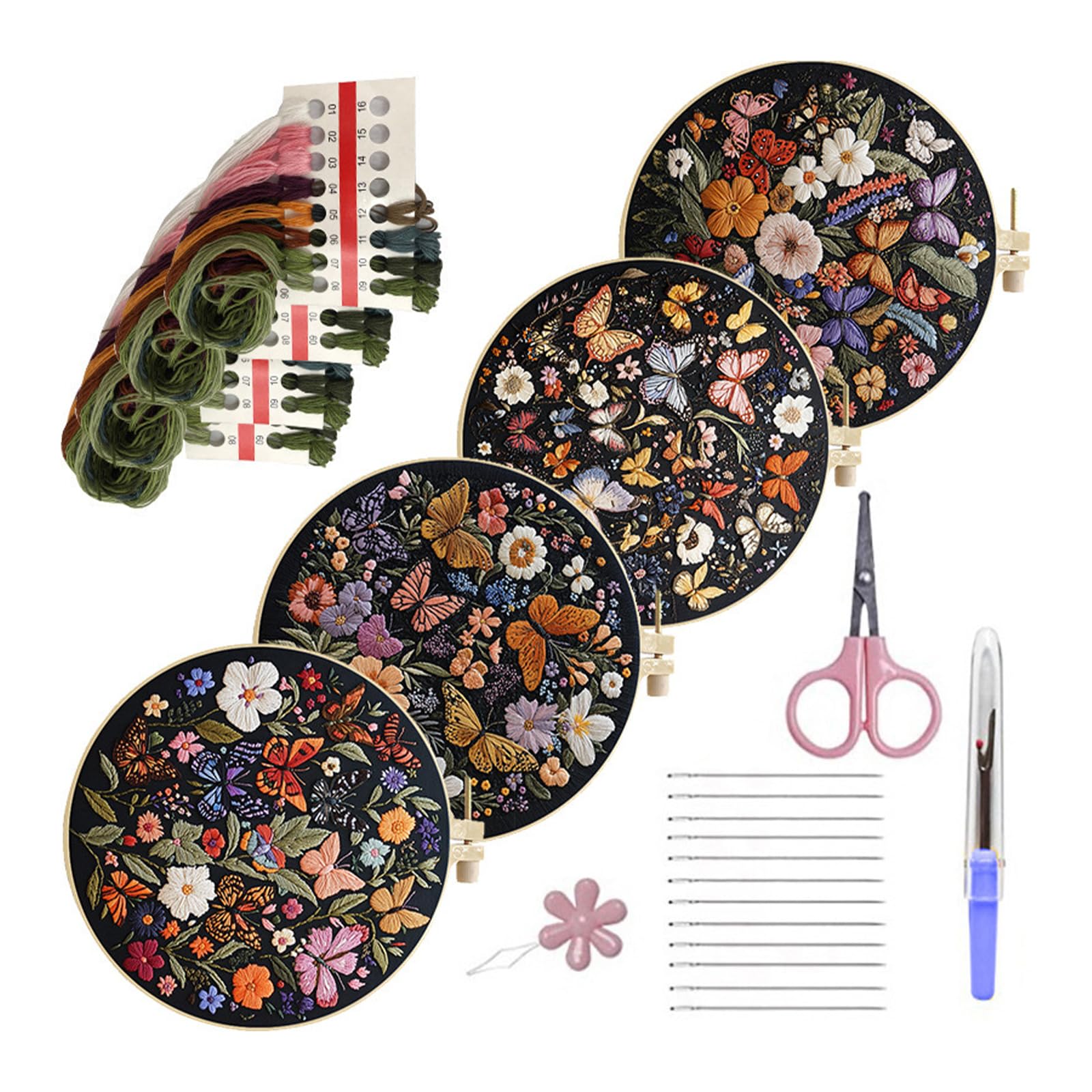 APGLSXY Relaxing Embroidery Set for Butterfly Sewing Complete Materials Set Fabric Included for Stress Relief Gift Embroidery