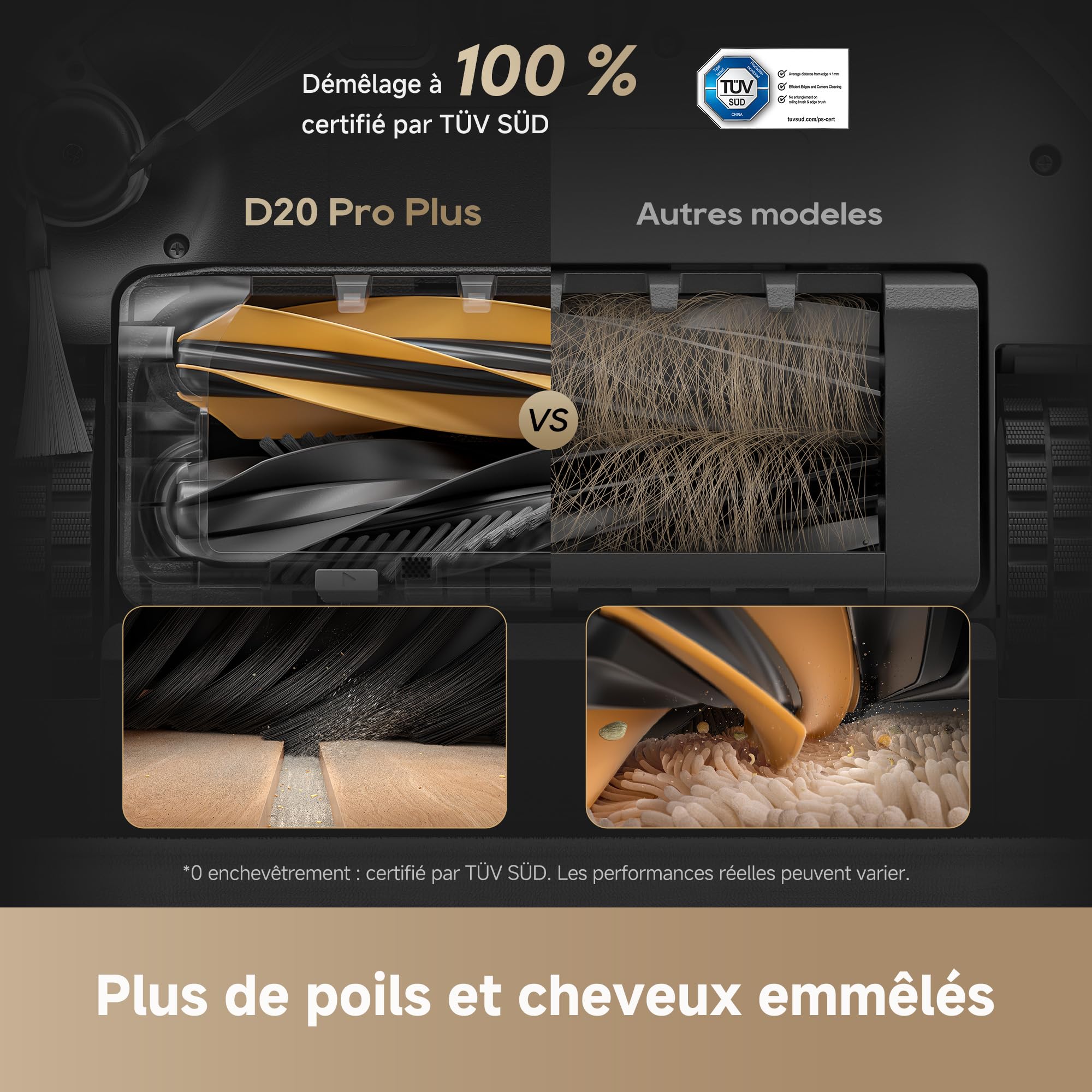dreame D20 Pro Plus Robot Aspirateur 2-en-1, 13 000 Pa, Double Brosse, Auto-Vidage, Laser Navigation, Capteur Distance, Poils d’Animaux, Coins, Sols Durs & Tapis, Batterie 5200 mAh