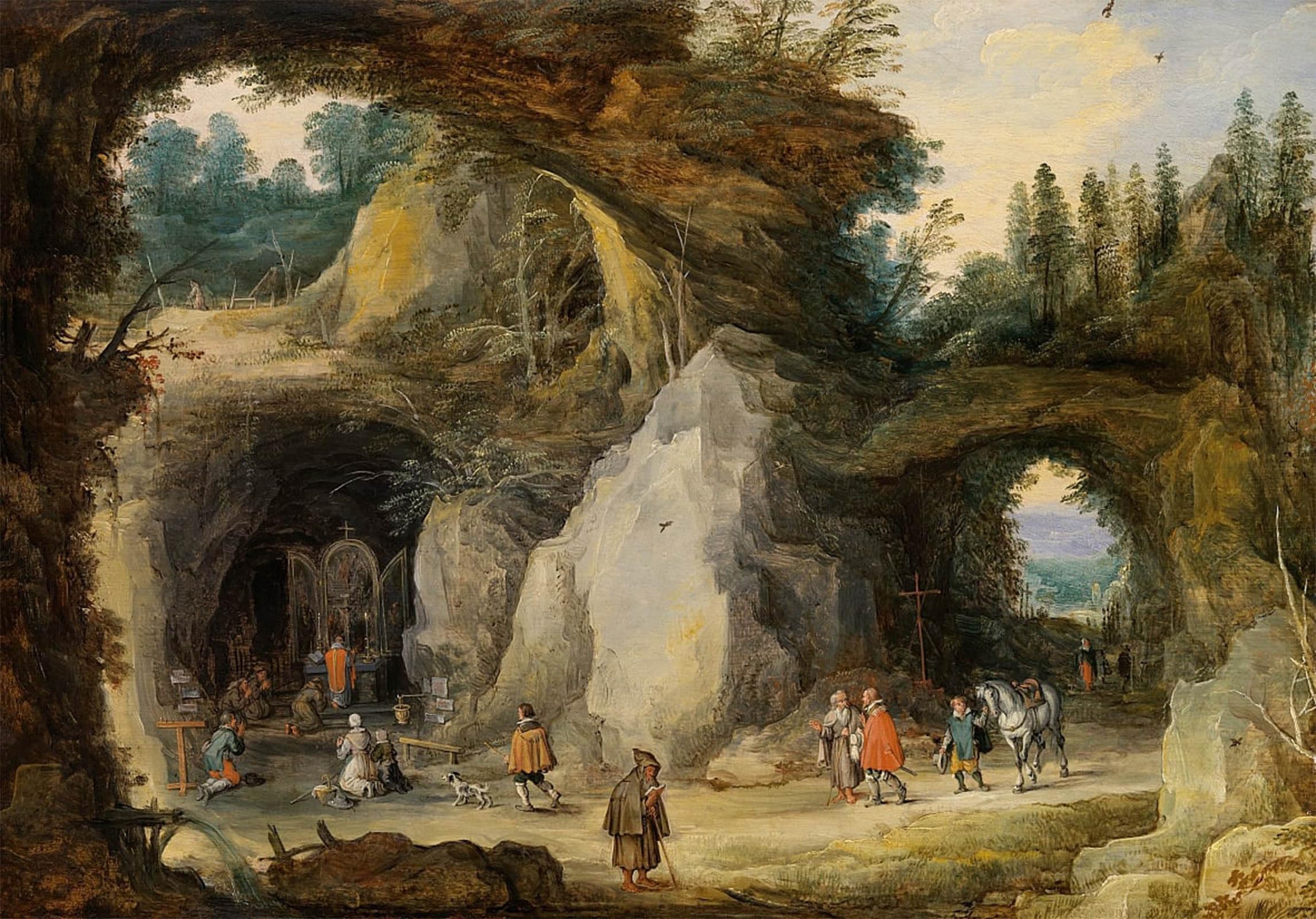 SERENDIPITP Retro Picture Poster Wall Art Pictures Painting a Hermit Before a Grotto by Jan the Elder Brueghel Wall Art Canvas Print for Wall Decor 60x90cm